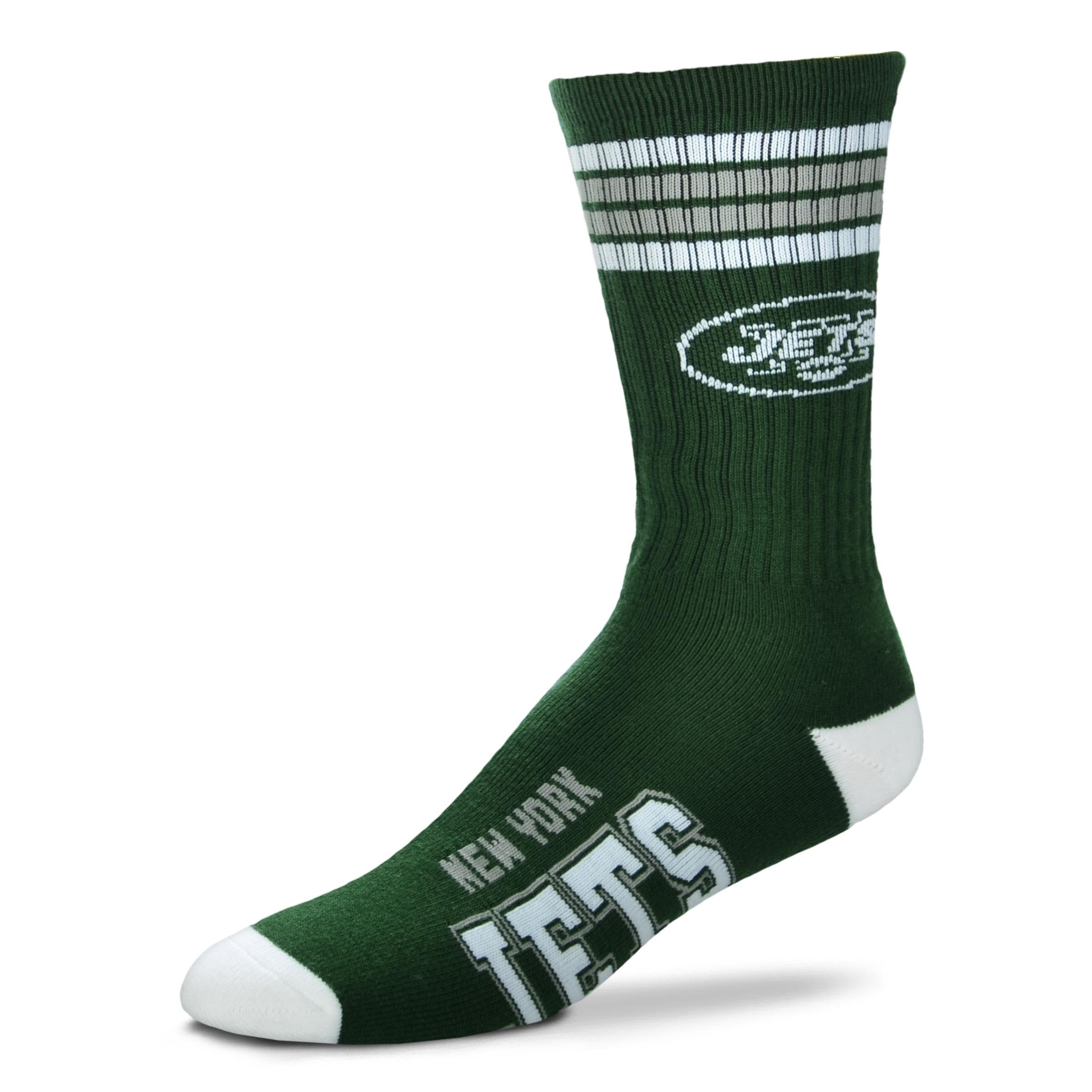New York Jets Men's 4 Stripe Deuce Socks - Sports Collectibles, Sports Memorabilia, Sports Fan Shop, Sports Gifts