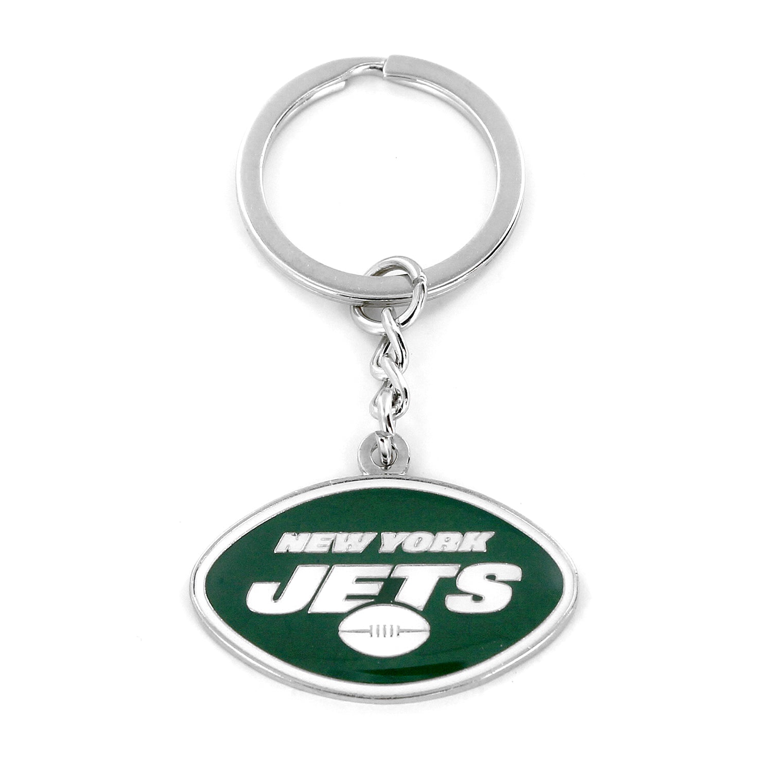 New York Jets Metal Logo Keychain - Sports Collectibles, Sports Memorabilia, Sports Fan Shop, Sports Gifts