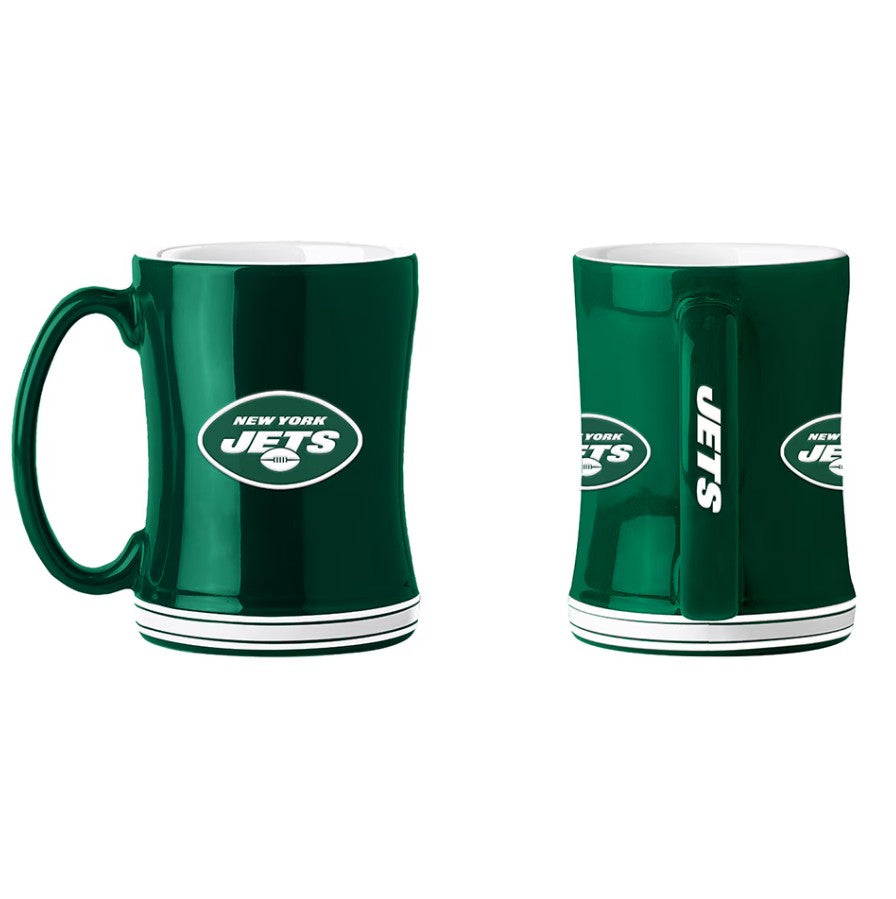 New York Jets Logo Relief Coffee Mug - Sports Collectibles, Sports Memorabilia, Sports Fan Shop, Sports Gifts