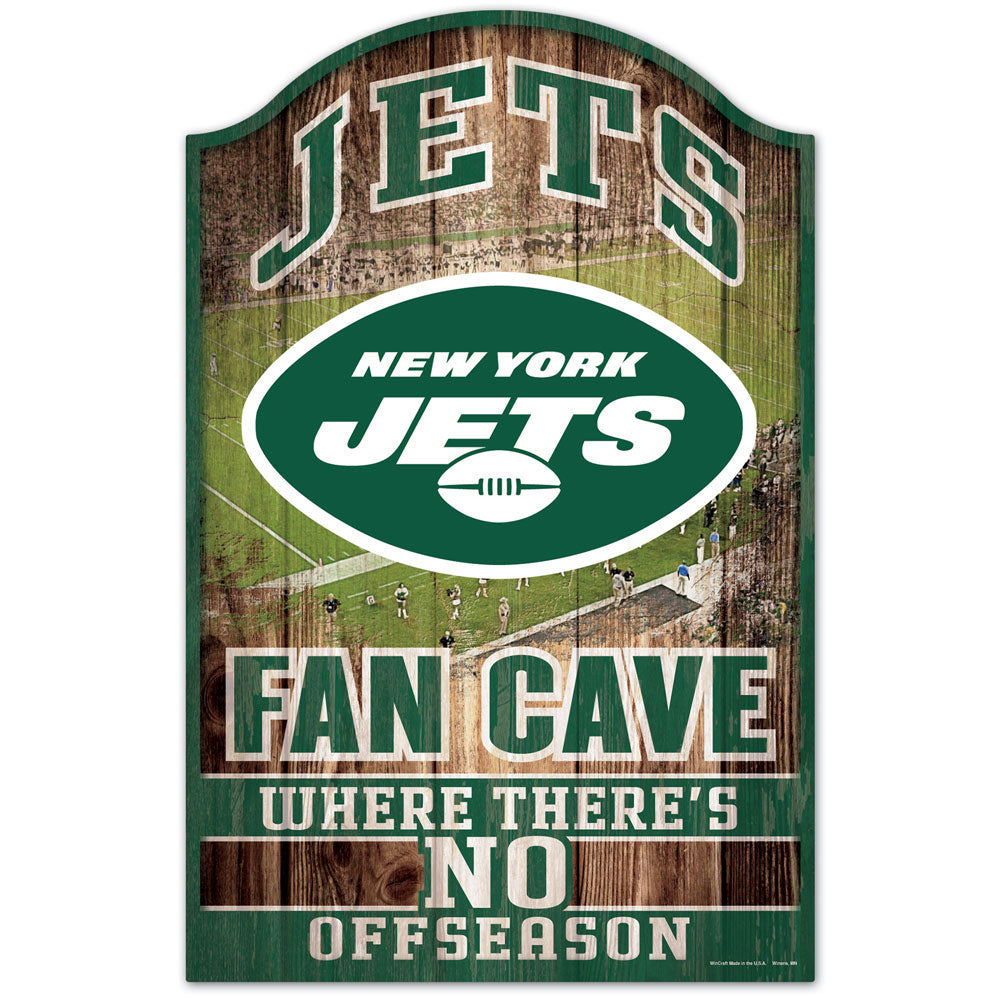 New York Jets Fan Cave 11" x 17" Wood Sign - Sports Collectibles, Sports Memorabilia, Sports Fan Shop, Sports Gifts