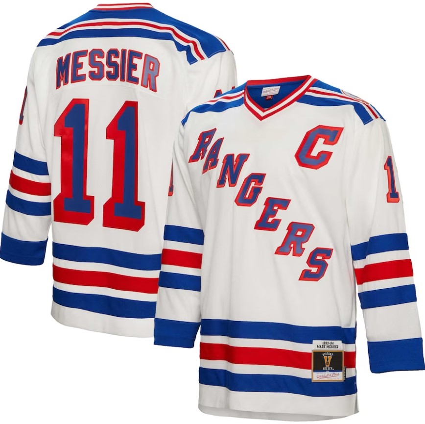 Mark Messier New York Rangers Mitchell & Ness 1993/94 Captain Patch Blue Line Player Jersey - Sports Collectibles, Sports Memorabilia, Sports Fan Shop, Sports Gifts