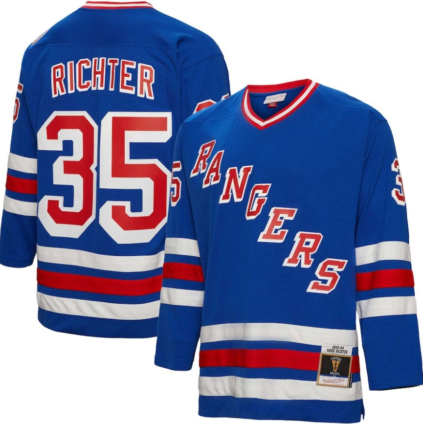 Mike Richter New York Rangers Mitchell & Ness 1993/94 Blue Line Player Jersey - Sports Collectibles, Sports Memorabilia, Sports Fan Shop, Sports Gifts