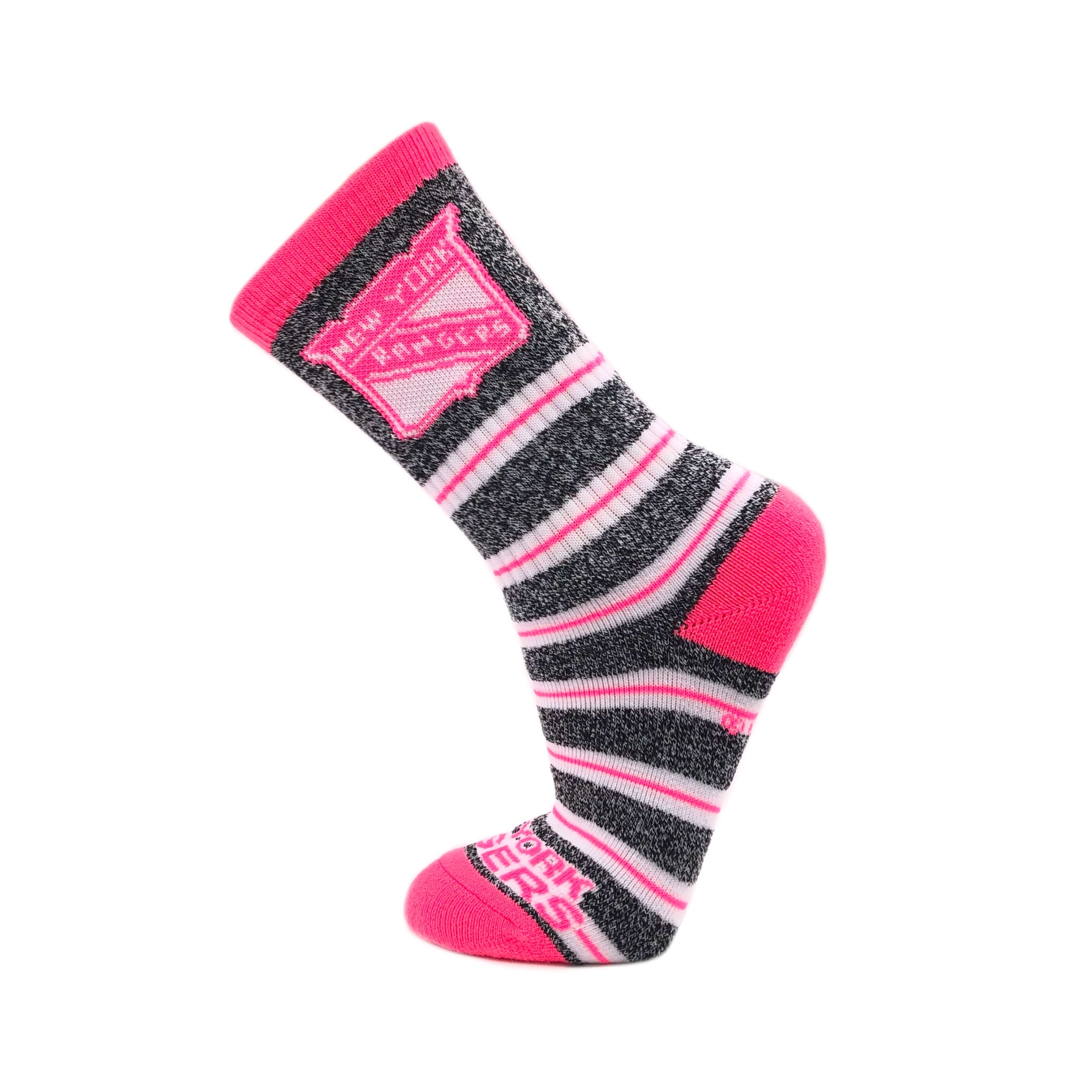 New York Rangers Melange Stripe Pink Socks - Sports Collectibles, Sports Memorabilia, Sports Fan Shop, Sports Gifts