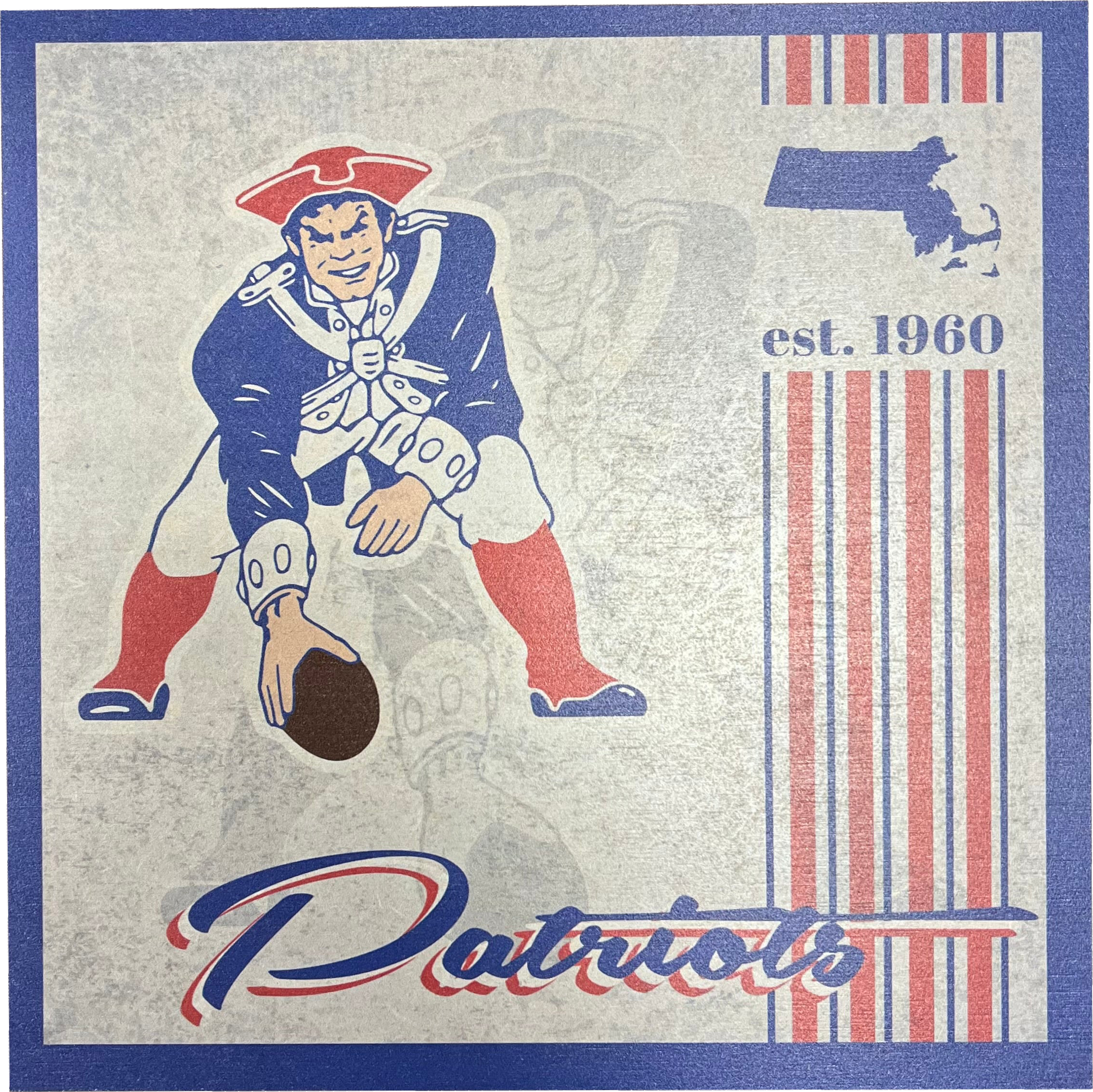 New England Patriots 9.5'' x 9.5'' Throwback Album Wood Sign - Sports Collectibles, Sports Memorabilia, Sports Fan Shop, Sports Gifts