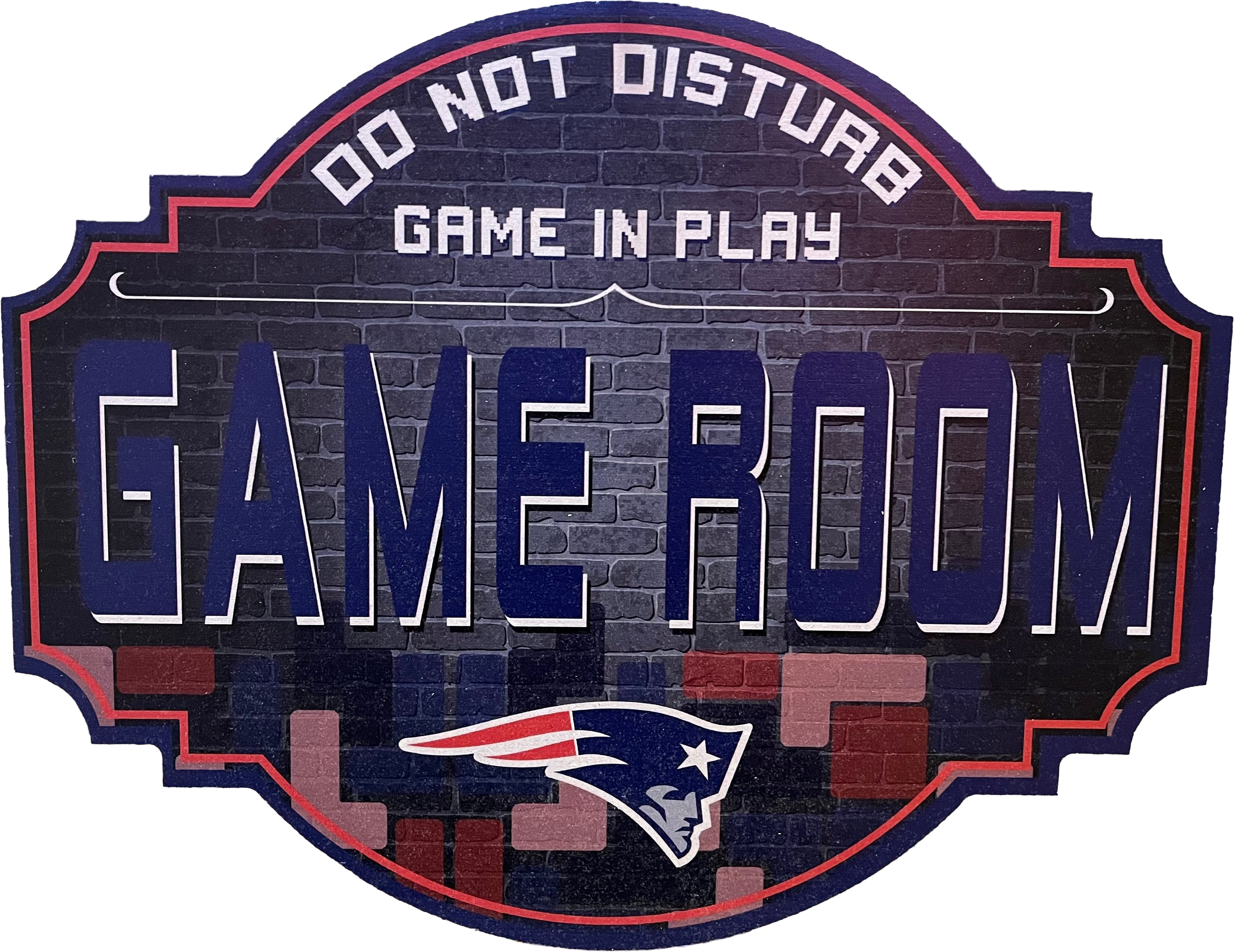 New England Patriots 12" Game Room Wood Sign - Sports Collectibles, Sports Memorabilia, Sports Fan Shop, Sports Gifts