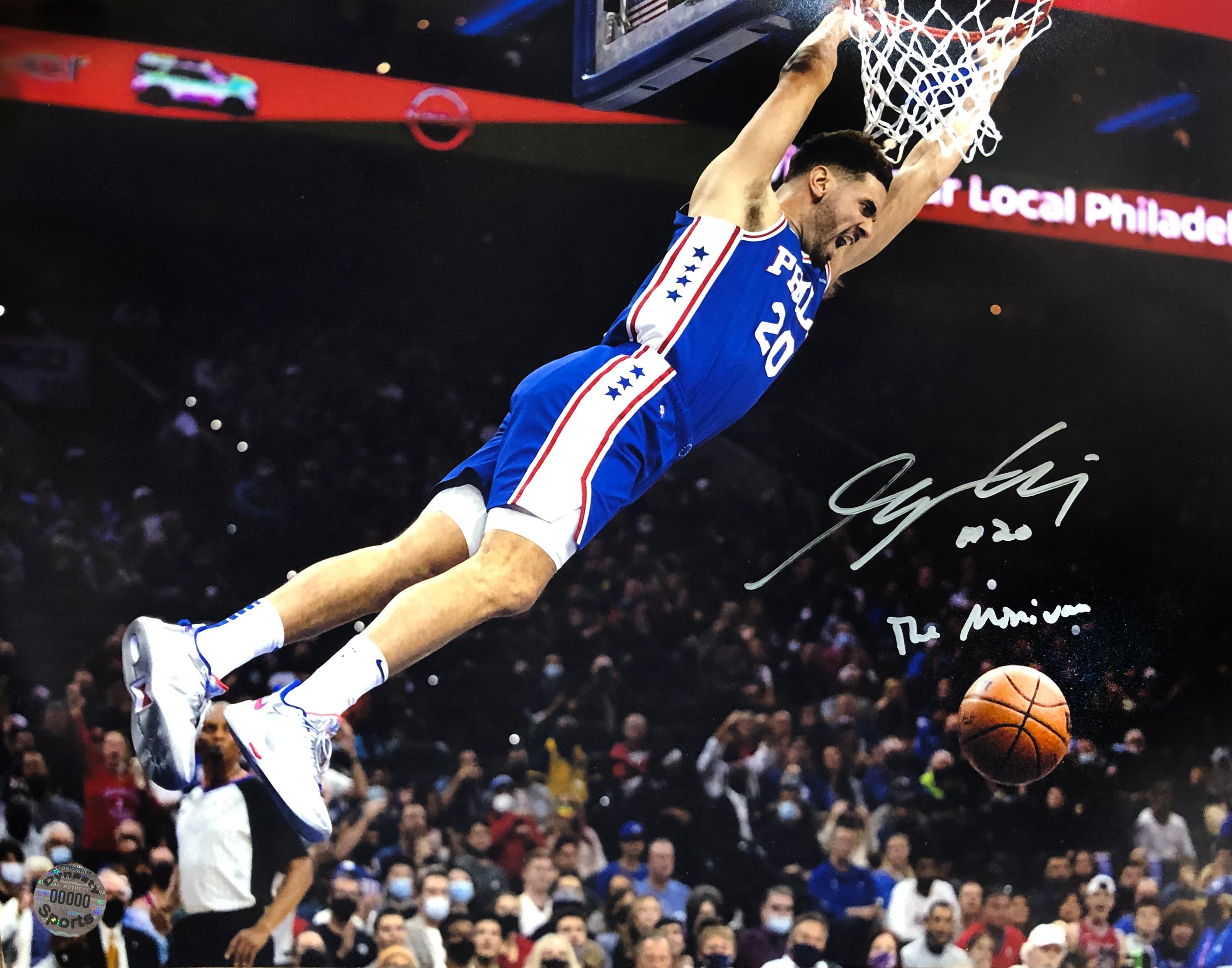 Georges Niang in Action Philadelphia 76ers Autographed Basketball Photo - Sports Collectibles, Sports Memorabilia, Sports Fan Shop, Sports Gifts