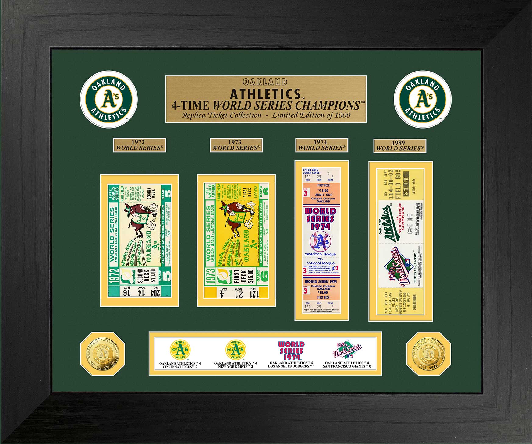Oakland Athletics World Series Deluxe Gold Coin & Ticket Collection - Sports Collectibles, Sports Memorabilia, Sports Fan Shop, Sports Gifts