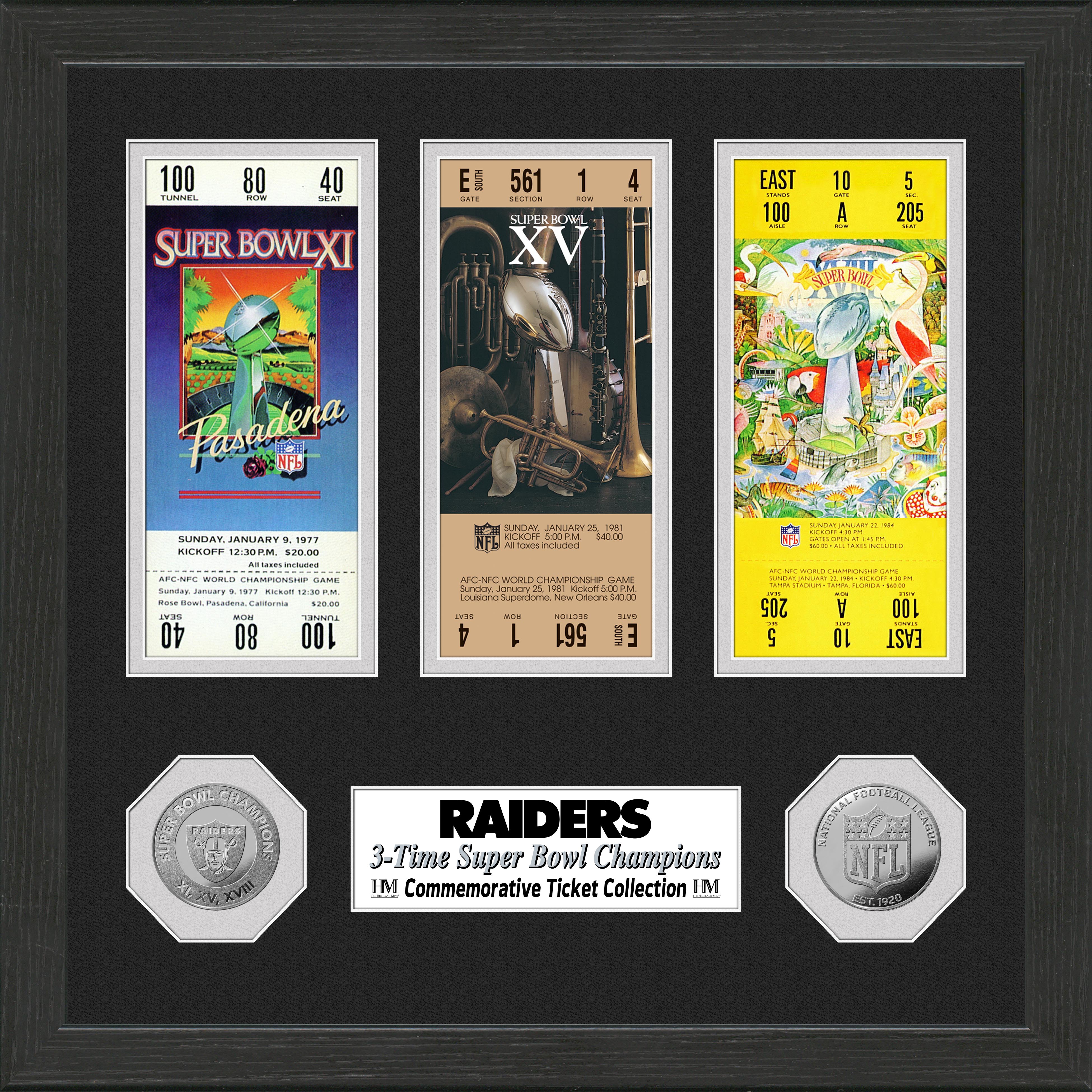 Raiders Super Bowl Ticket Collection - Sports Collectibles, Sports Memorabilia, Sports Fan Shop, Sports Gifts