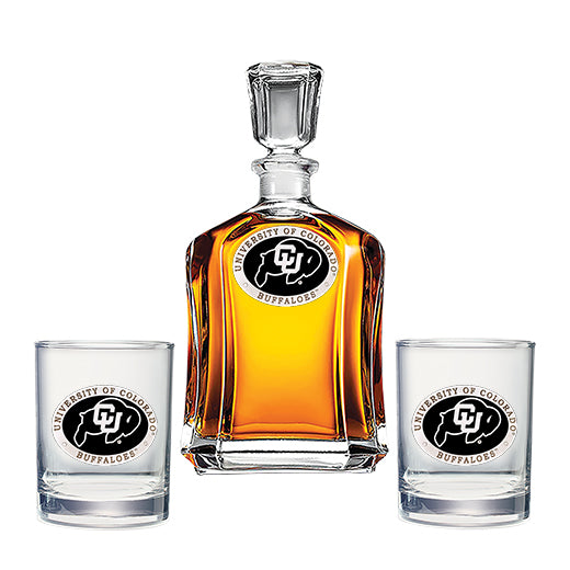 University of Colorado Capitol Decanter with 2 Glasses - Sports Collectibles, Sports Memorabilia, Sports Fan Shop, Sports Gifts