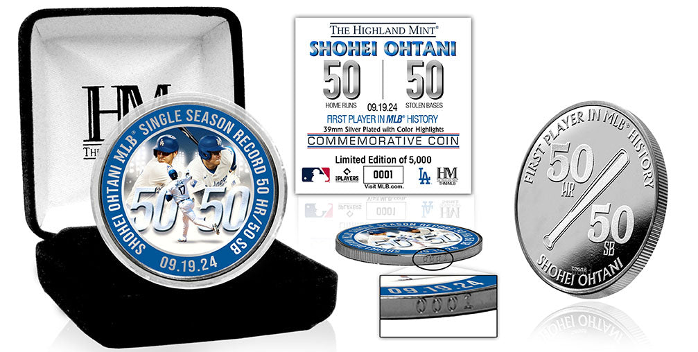Shohei Ohtani MLB Record 50/50 Commemorative Silver Coin - Sports Collectibles, Sports Memorabilia, Sports Fan Shop, Sports Gifts