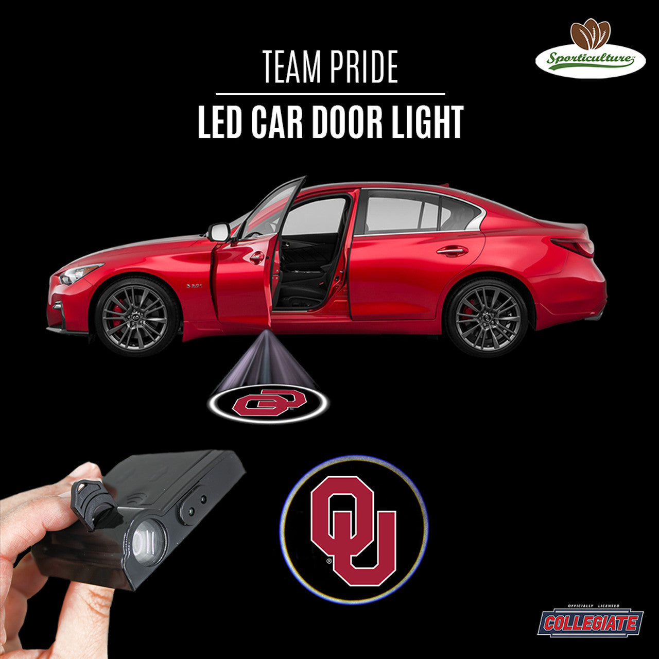 Oklahoma Sooners Car Door Light LED - Sports Collectibles, Sports Memorabilia, Sports Fan Shop, Sports Gifts
