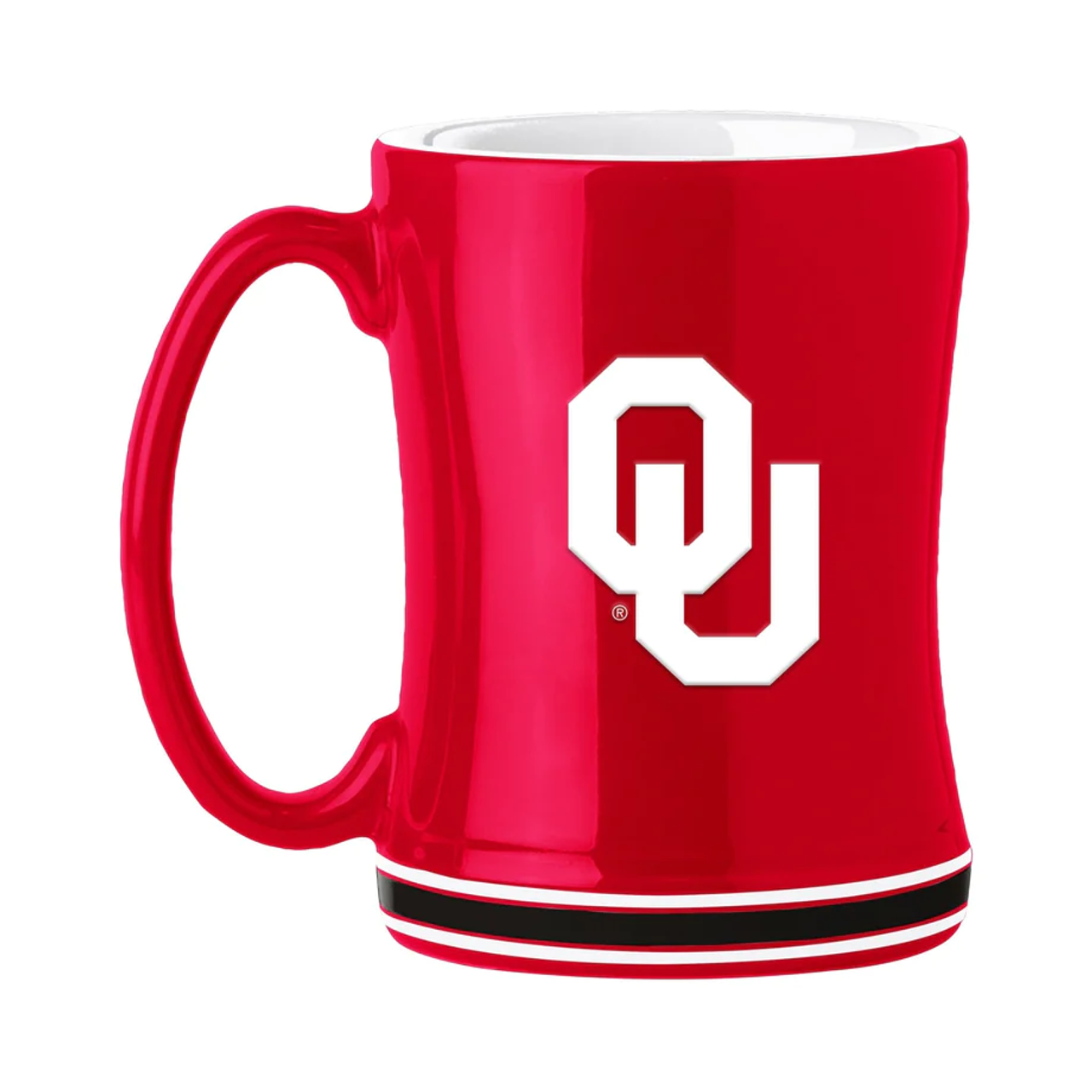 Oklahoma Sooners Coffee Mug 14oz Sculpted Relief Team Color - Sports Collectibles, Sports Memorabilia, Sports Fan Shop, Sports Gifts