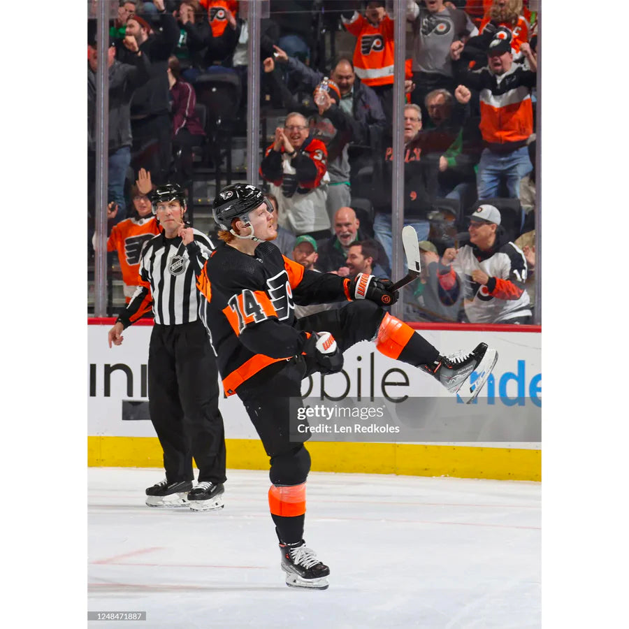 Owen Tippett Philadelphia Flyers Celebration Hockey Photo - Sports Collectibles, Sports Memorabilia, Sports Fan Shop, Sports Gifts