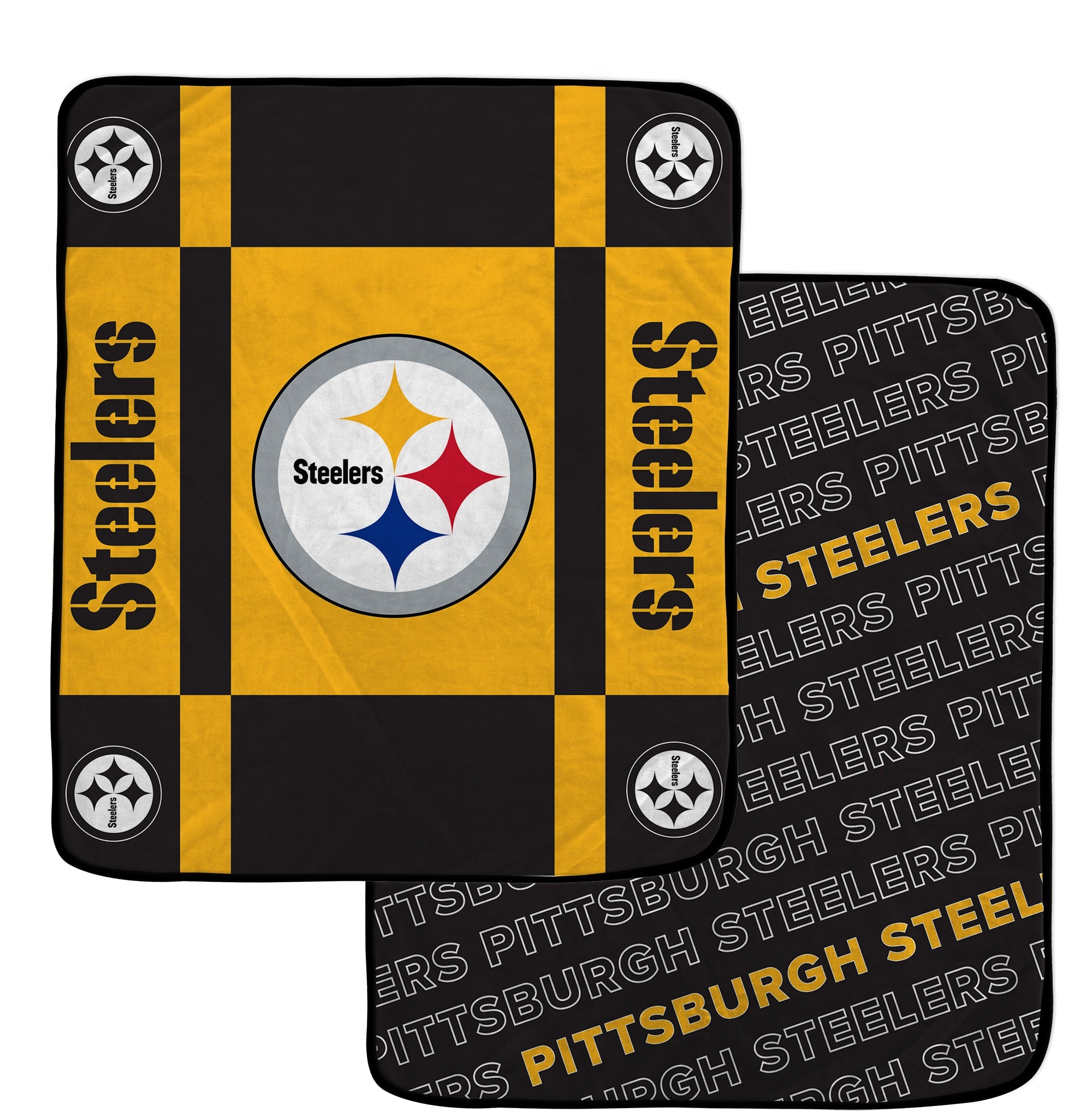 Pittsburgh Steelers 60"x70" Reverse Block Lux Super Soft Plush Throw Two-Sided Blanket - Sports Collectibles, Sports Memorabilia, Sports Fan Shop, Sports Gifts