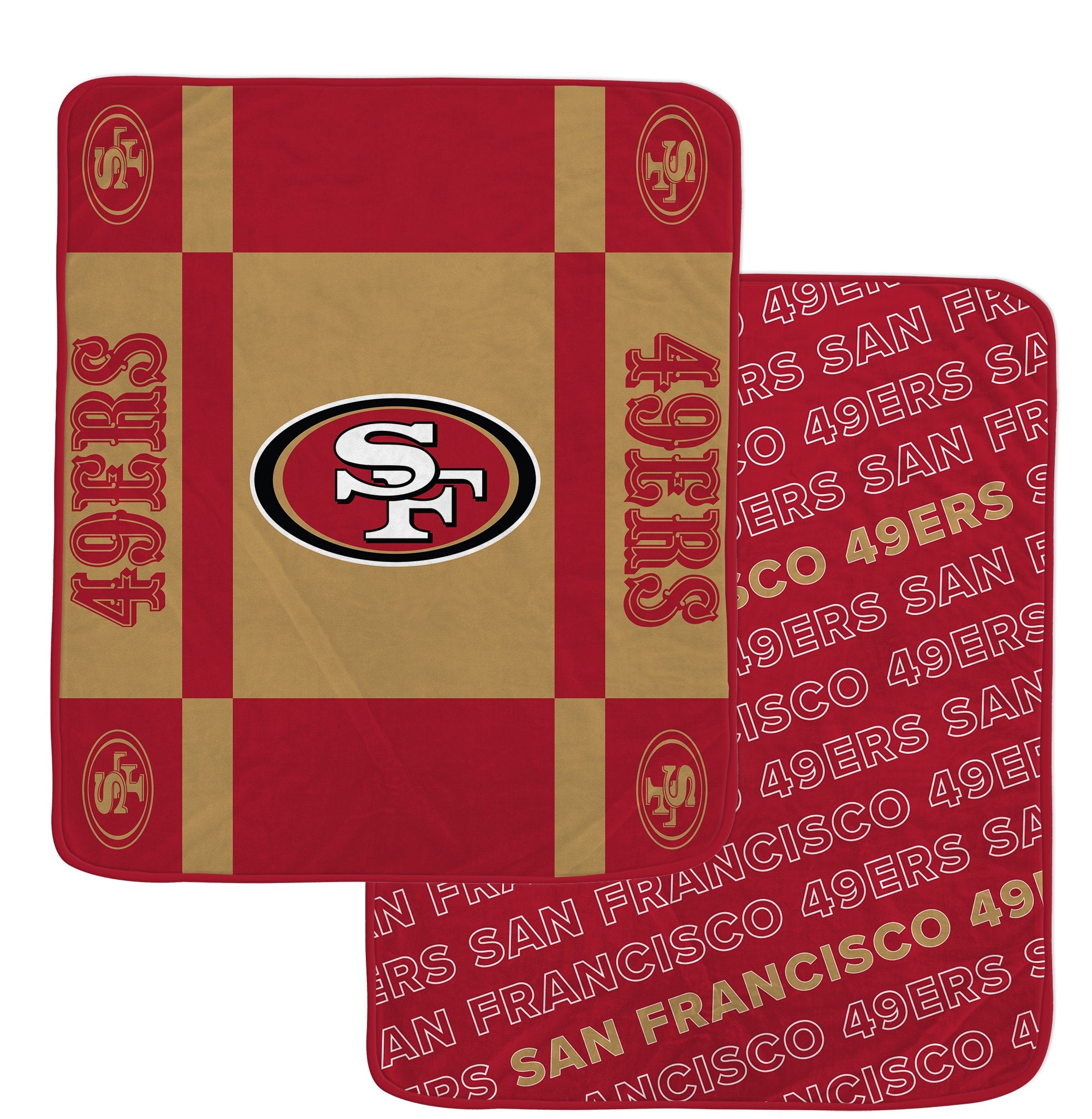 San Francisco 49ers 60"x70" Reverse Block Lux Super Soft Plush Throw Two-Sided Blanket - Sports Collectibles, Sports Memorabilia, Sports Fan Shop, Sports Gifts