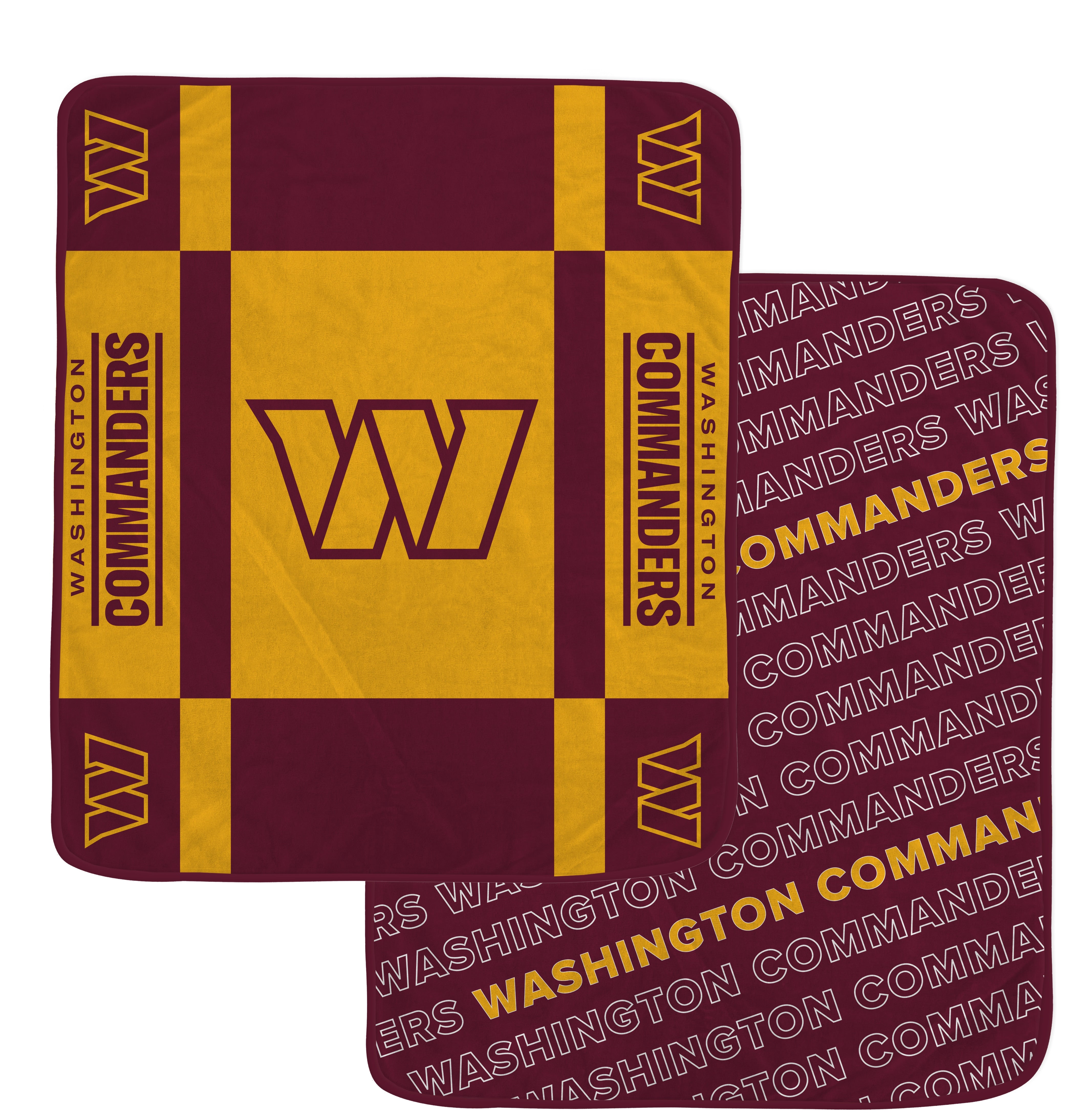 Washington Commanders 60"x70" Reverse Block Lux Super Soft Plush Throw Two-Sided Blanket - Sports Collectibles, Sports Memorabilia, Sports Fan Shop, Sports Gifts