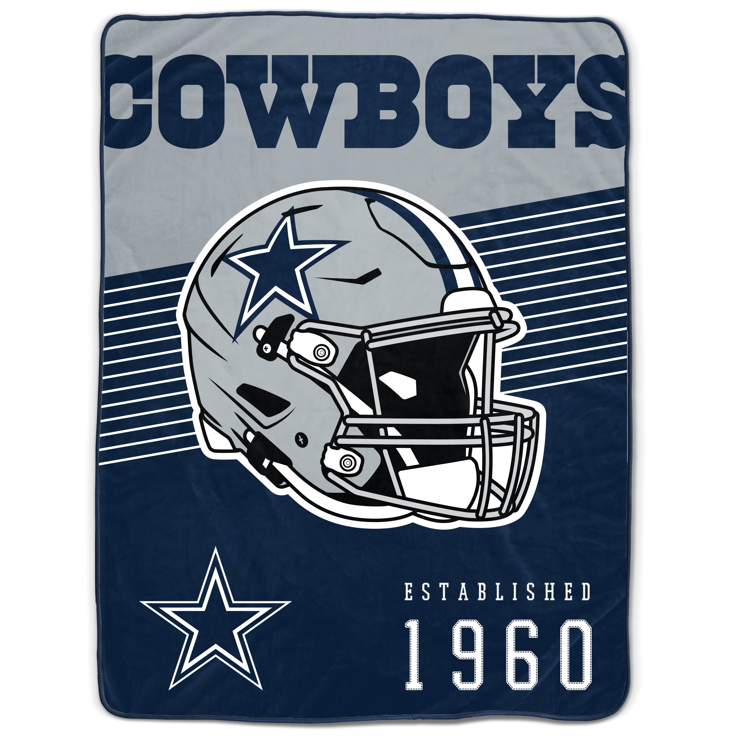 Dallas Cowboys 60" x 80" Helmet/Hat Stripe Ultra Soft Plush Throw Blanket - Sports Collectibles, Sports Memorabilia, Sports Fan Shop, Sports Gifts