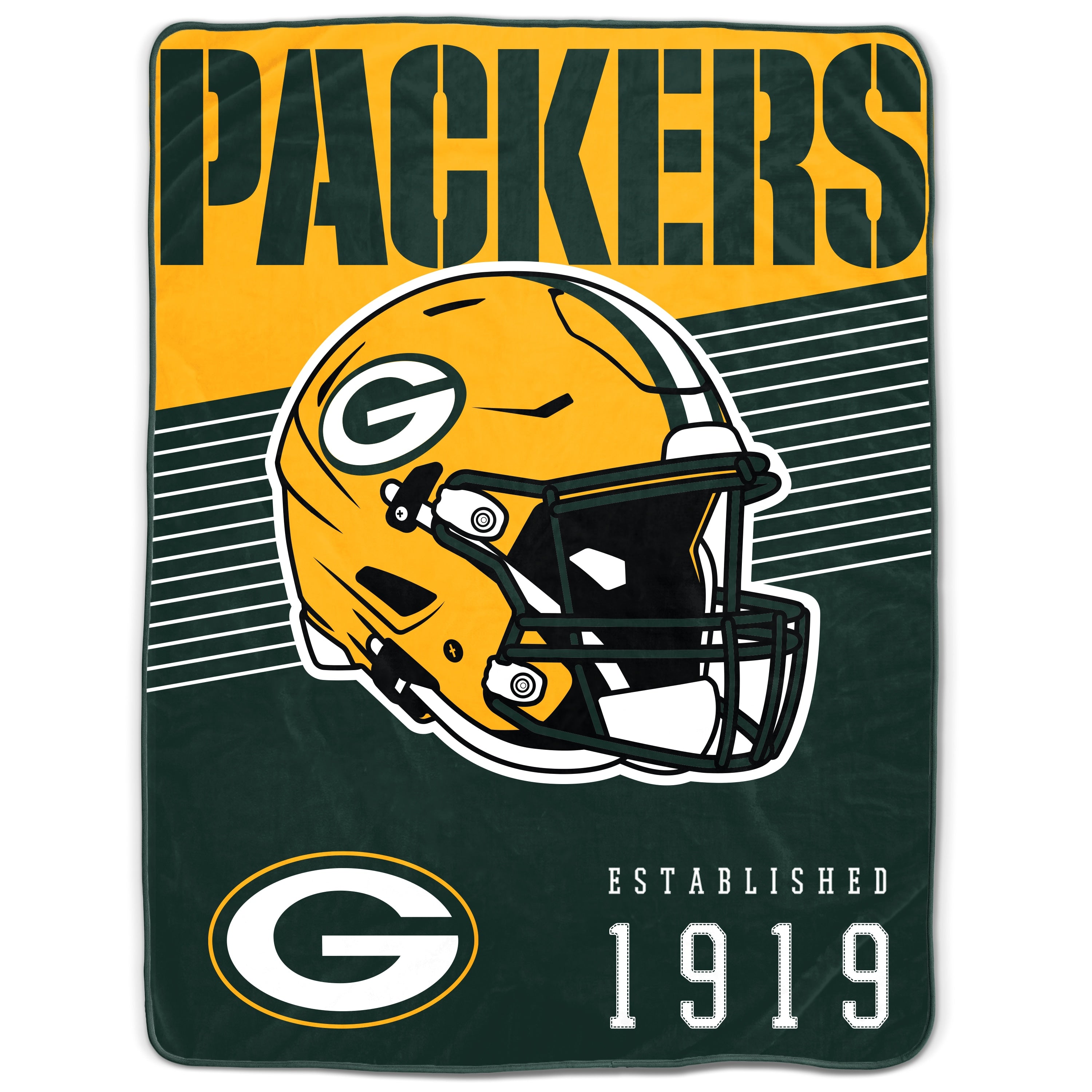 Green Bay Packers 60" x 80" Helmet/Hat Stripe Ultra Soft Plush Throw Blanket - Sports Collectibles, Sports Memorabilia, Sports Fan Shop, Sports Gifts