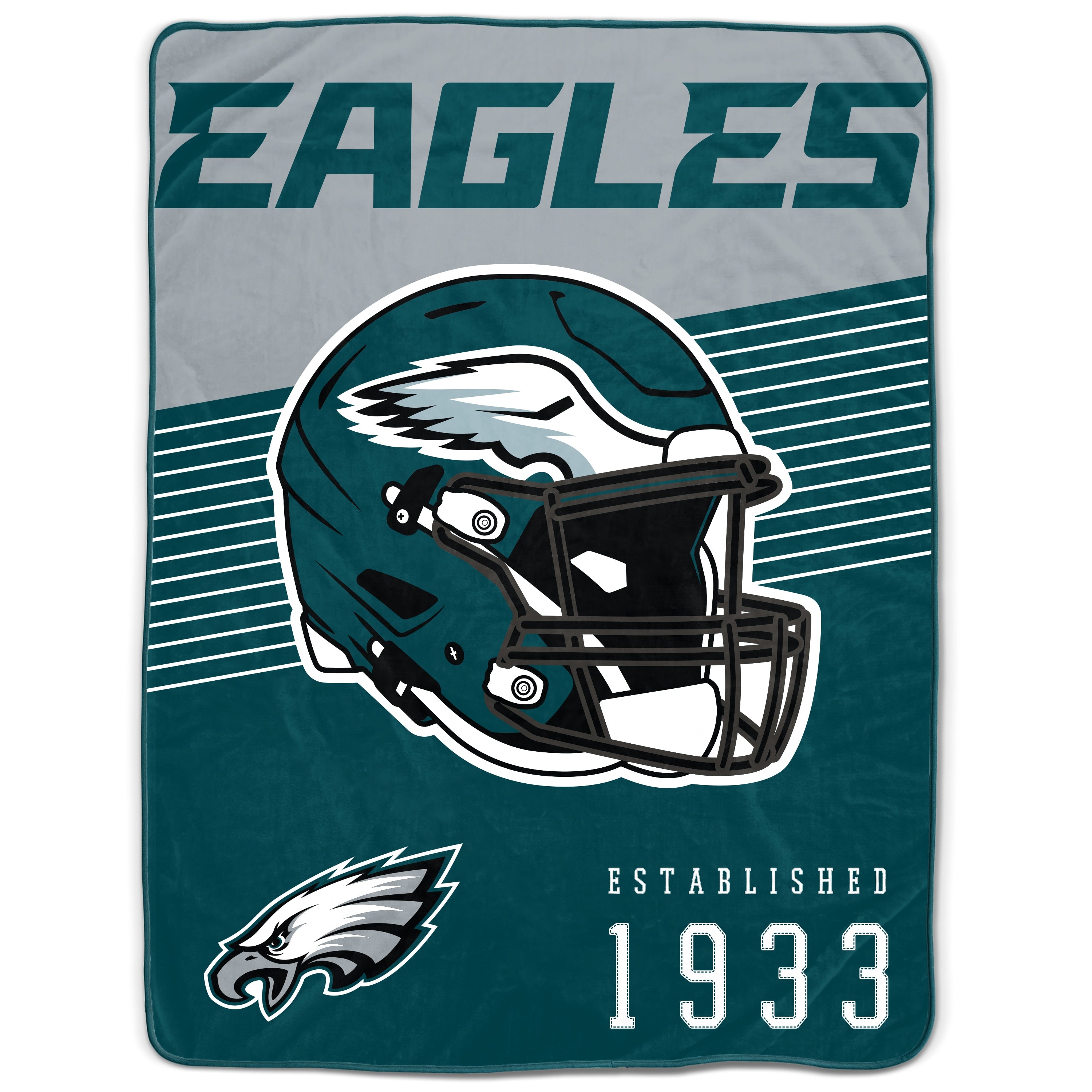 Philadelphia Eagles 60" x 80" Helmet/Hat Stripe Ultra Soft Plush Throw Blanket - Sports Collectibles, Sports Memorabilia, Sports Fan Shop, Sports Gifts