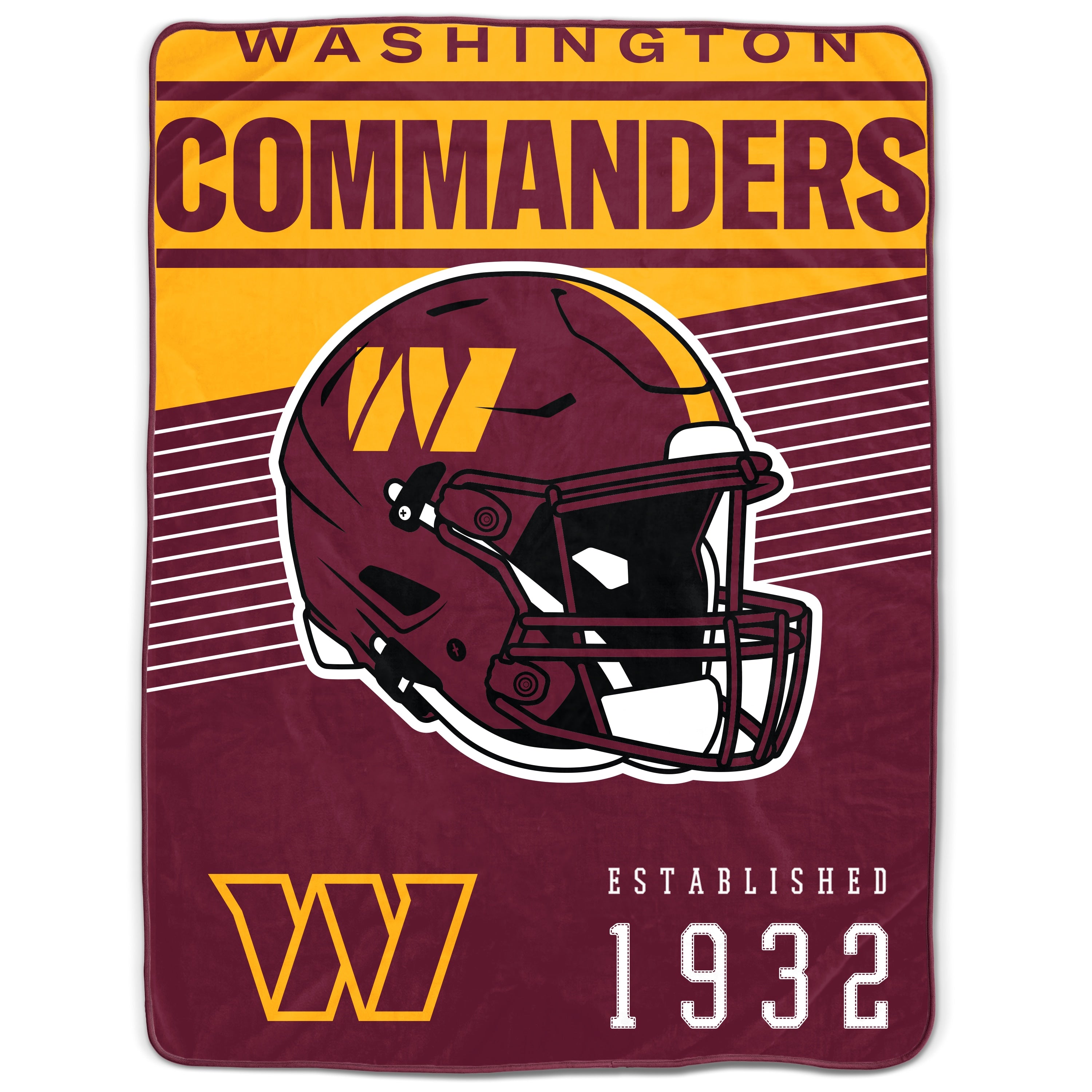 Washington Commanders 60" x 80" Helmet/Hat Stripe Ultra Soft Plush Throw Blanket - Sports Collectibles, Sports Memorabilia, Sports Fan Shop, Sports Gifts