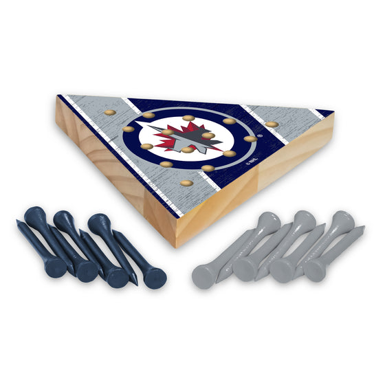 NHL Hockey Winnipeg Jets  4.5" x 4" Wooden Travel Sized Pyramid Game - Toy Peg Games - Triangle - Family Fun