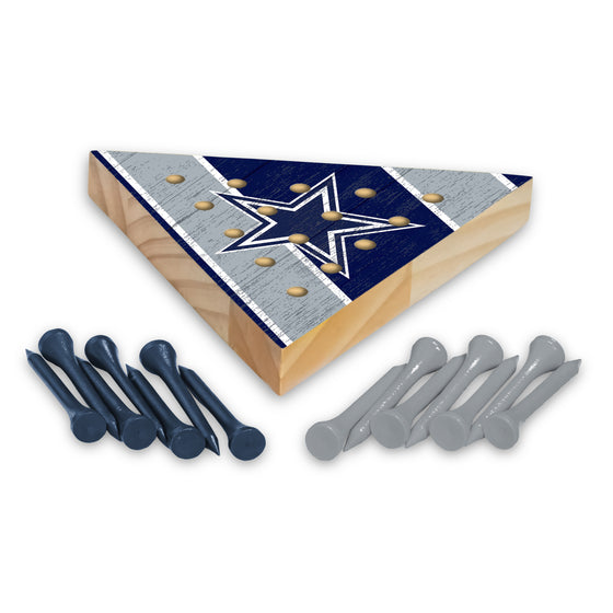 NFL Football Dallas Cowboys  4.5" x 4" Wooden Travel Sized Pyramid Game - Toy Peg Games - Triangle - Family Fun