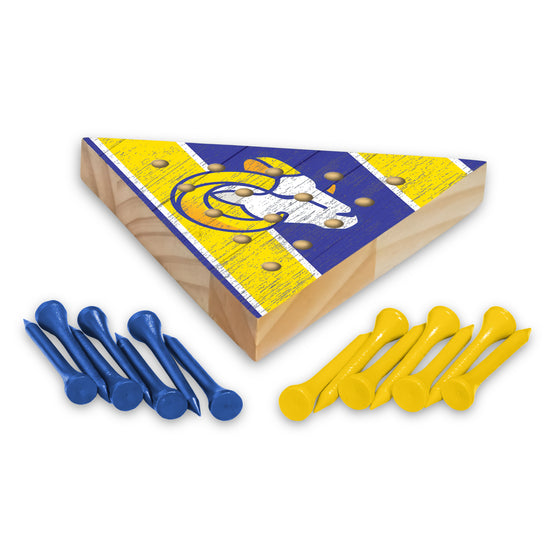 NFL Football Los Angeles Rams  4.5" x 4" Wooden Travel Sized Pyramid Game - Toy Peg Games - Triangle - Family Fun