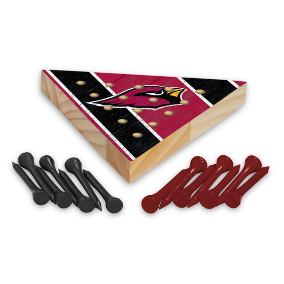 NFL Football Arizona Cardinals  4.5" x 4" Wooden Travel Sized Pyramid Game - Toy Peg Games - Triangle - Family Fun