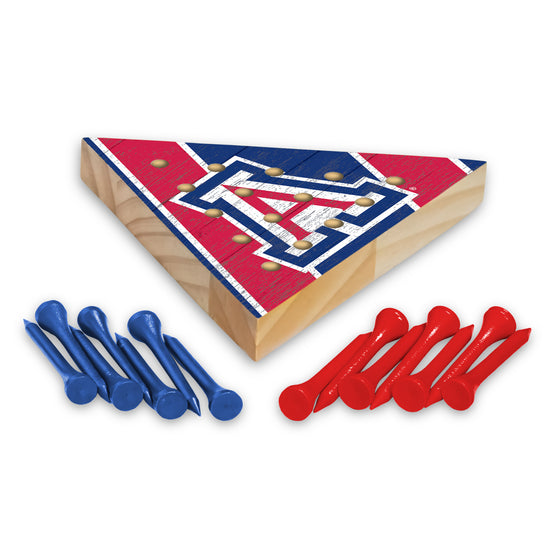 NCAA  Arizona Wildcats  4.5" x 4" Wooden Travel Sized Pyramid Game - Toy Peg Games - Triangle - Family Fun