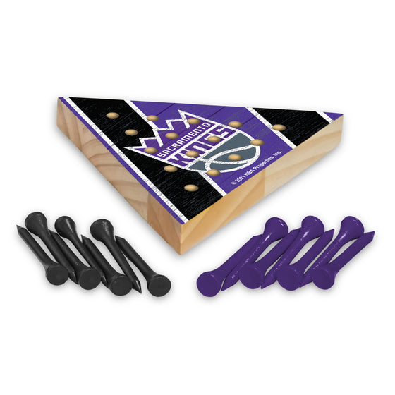 NBA Basketball Sacramento Kings  4.5" x 4" Wooden Travel Sized Pyramid Game - Toy Peg Games - Triangle - Family Fun