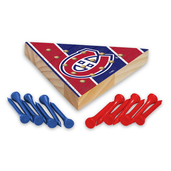 NHL Hockey Montreal Canadiens  4.5" x 4" Wooden Travel Sized Pyramid Game - Toy Peg Games - Triangle - Family Fun