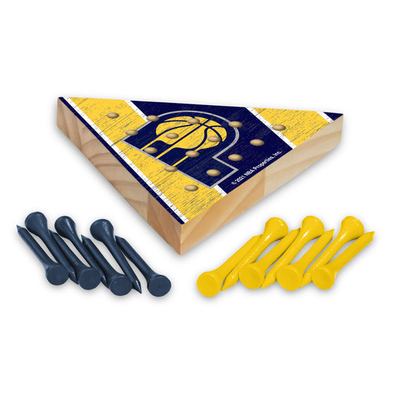 NBA Basketball Indiana Pacers  4.5" x 4" Wooden Travel Sized Pyramid Game - Toy Peg Games - Triangle - Family Fun