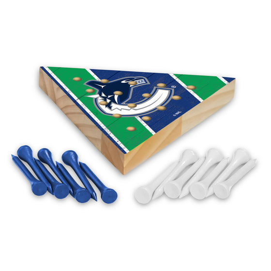 NHL Hockey Vancouver Canucks  4.5" x 4" Wooden Travel Sized Pyramid Game - Toy Peg Games - Triangle - Family Fun