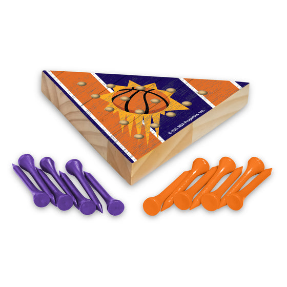 NBA Basketball Phoenix Suns  4.5" x 4" Wooden Travel Sized Pyramid Game - Toy Peg Games - Triangle - Family Fun