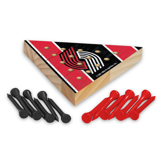 NBA Basketball Portland Trail Blazers  4.5" x 4" Wooden Travel Sized Pyramid Game - Toy Peg Games - Triangle - Family Fun