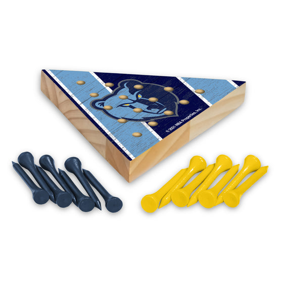 NBA Basketball Memphis Grizzlies  4.5" x 4" Wooden Travel Sized Pyramid Game - Toy Peg Games - Triangle - Family Fun