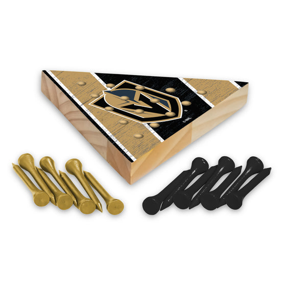 NHL Hockey Vegas Golden Knights  4.5" x 4" Wooden Travel Sized Pyramid Game - Toy Peg Games - Triangle - Family Fun