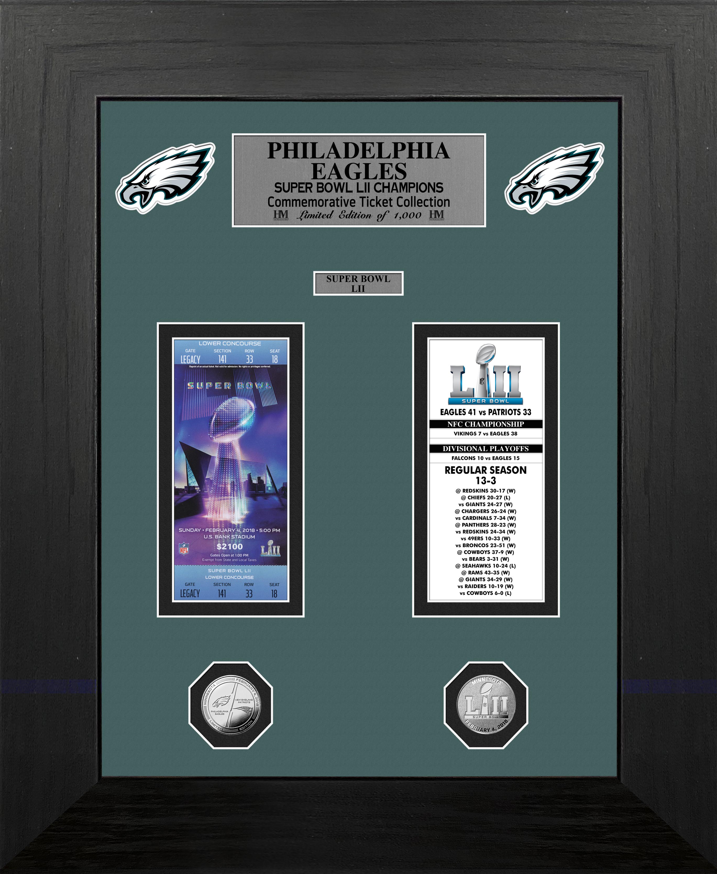 Philadelphia Eagles Super Bowl Champions Deluxe Silver Coin Ticket Collection - Sports Collectibles, Sports Memorabilia, Sports Fan Shop, Sports Gifts