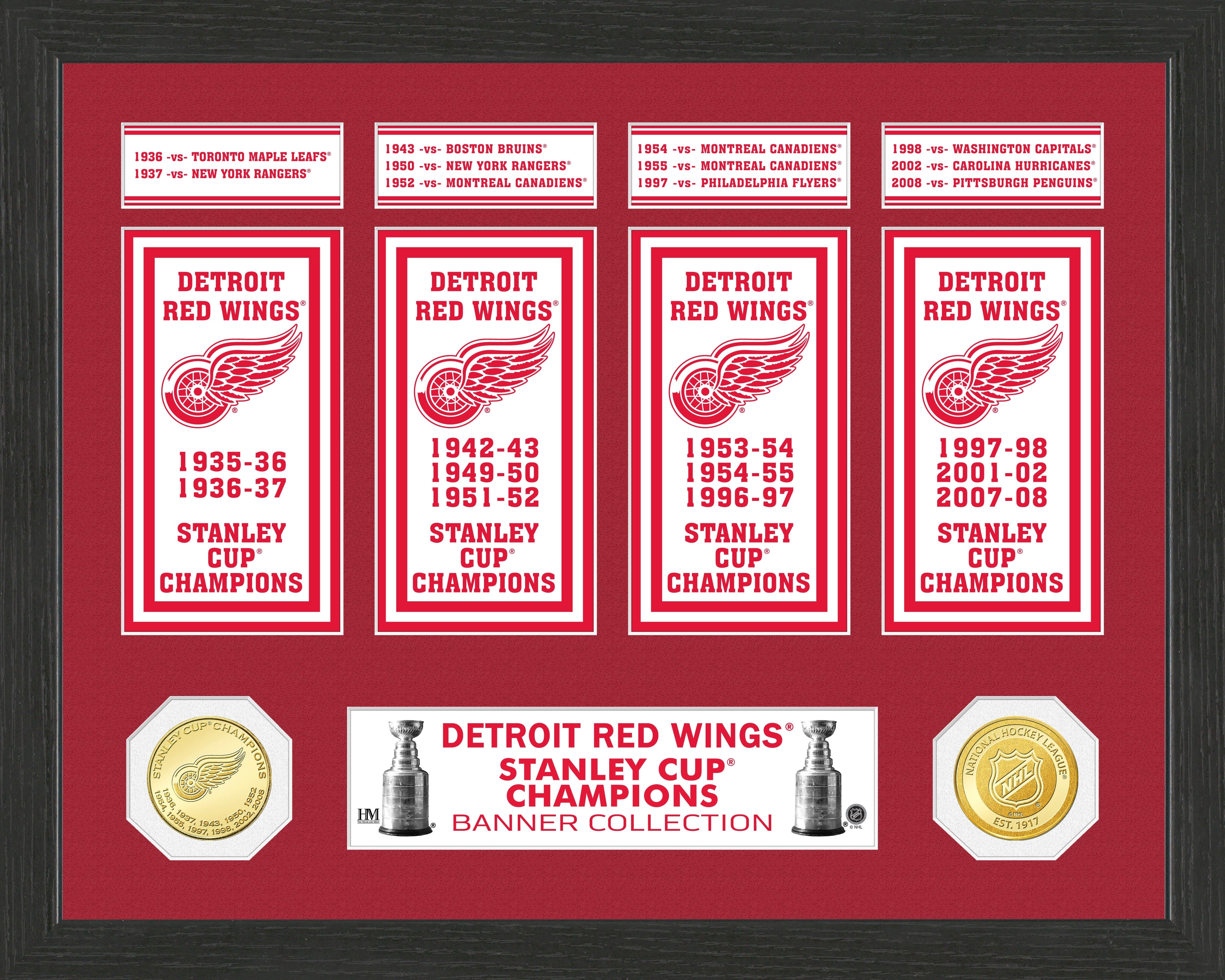 Detroit Redwings Stanley Cup Banner Collection Photo Mint - Sports Collectibles, Sports Memorabilia, Sports Fan Shop, Sports Gifts
