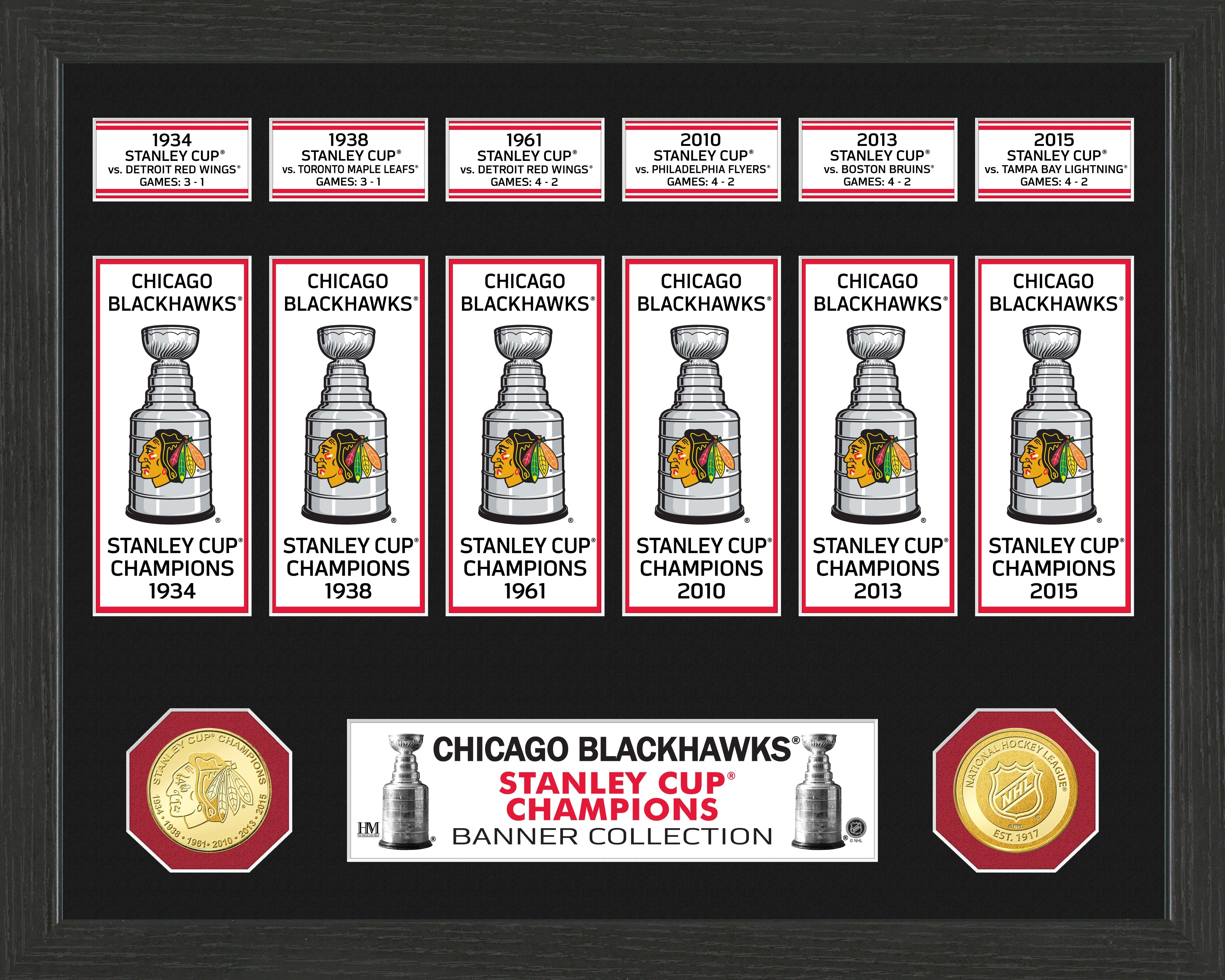 Chicago Blackhawks Stanley Cup Banner Collection Photo Mint - Sports Collectibles, Sports Memorabilia, Sports Fan Shop, Sports Gifts