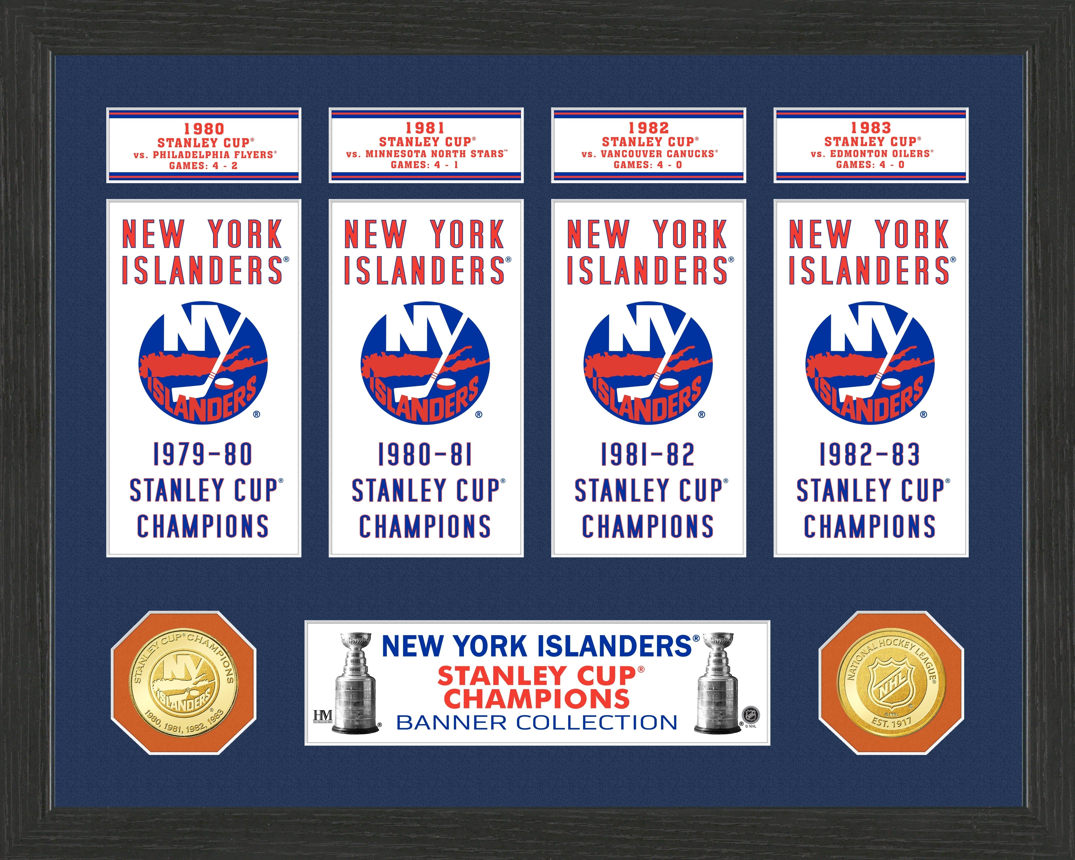 New York Islanders Stanley Cup Banner Collection Photo Mint - Sports Collectibles, Sports Memorabilia, Sports Fan Shop, Sports Gifts