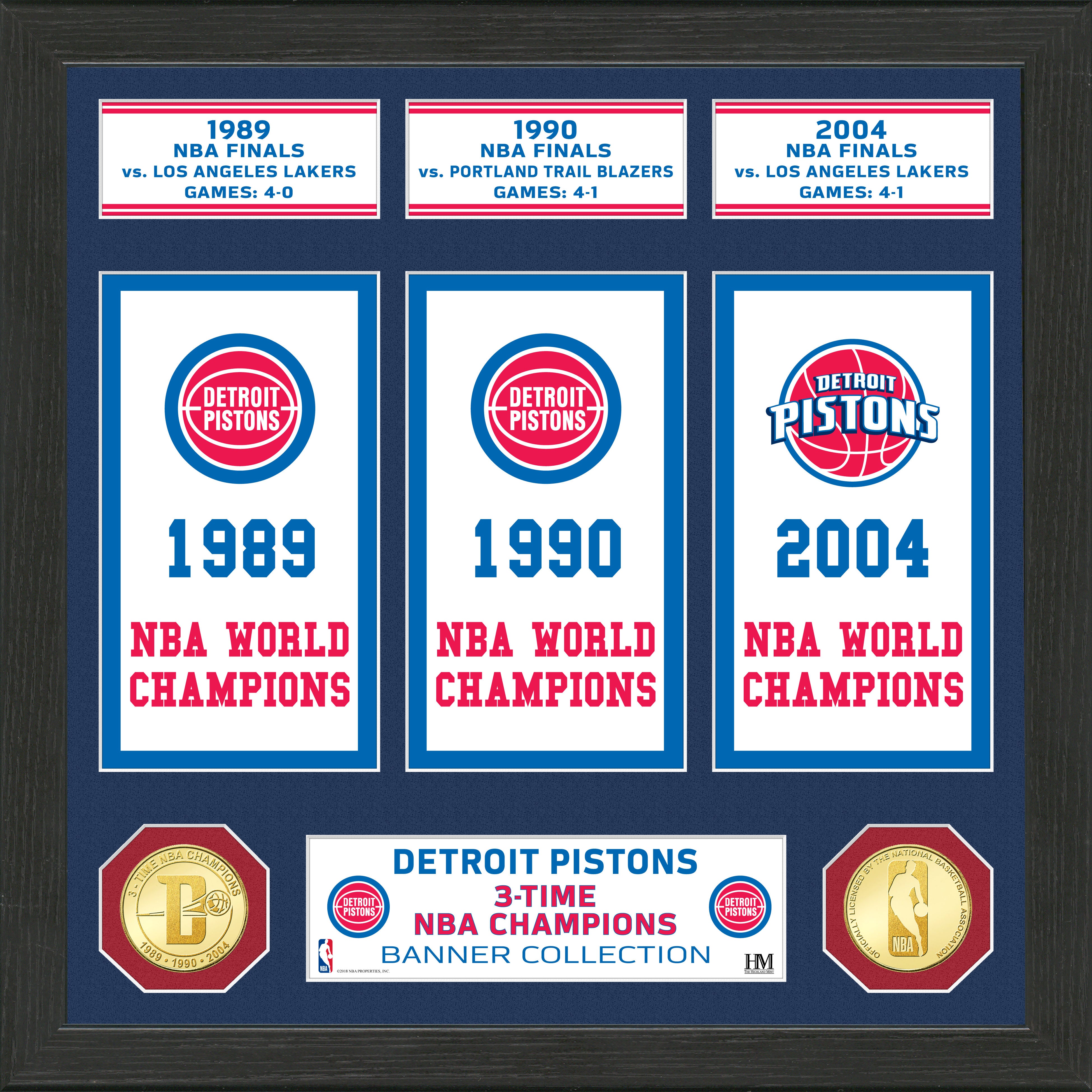 Detroit Pistons "Banner" Bronze Coin Photo Mint - Sports Collectibles, Sports Memorabilia, Sports Fan Shop, Sports Gifts