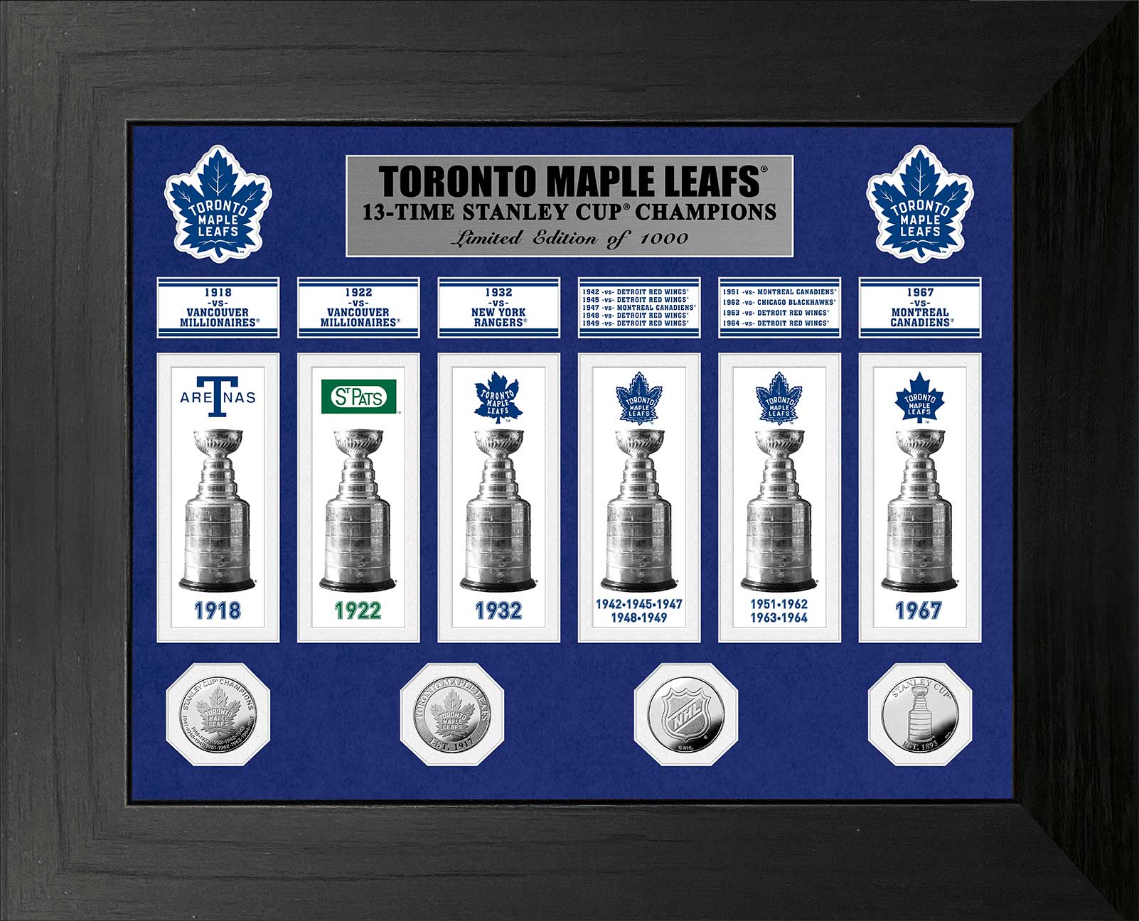 Toronto Maple Leafs 13-Time Stanley Cup Champions Deluxe Gold Coin & Banner Collection - Sports Collectibles, Sports Memorabilia, Sports Fan Shop, Sports Gifts