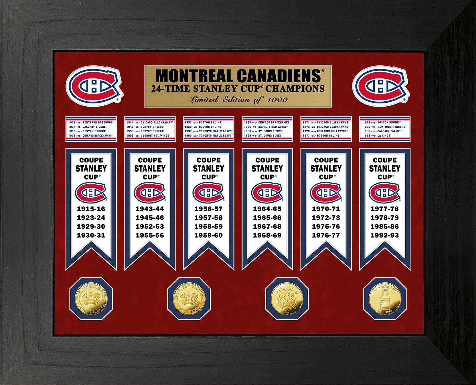 Montreal Canadiens 24-Time Stanley Cup Champions Deluxe Gold Coin & Banner Collection - Sports Collectibles, Sports Memorabilia, Sports Fan Shop, Sports Gifts