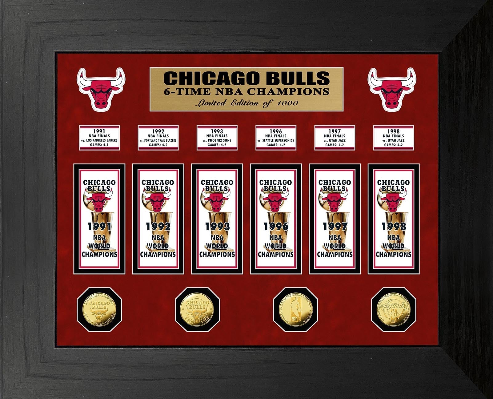 Chicago Bulls 6-Time NBA Champions Deluxe Gold Coin & Banner Collection - Sports Collectibles, Sports Memorabilia, Sports Fan Shop, Sports Gifts