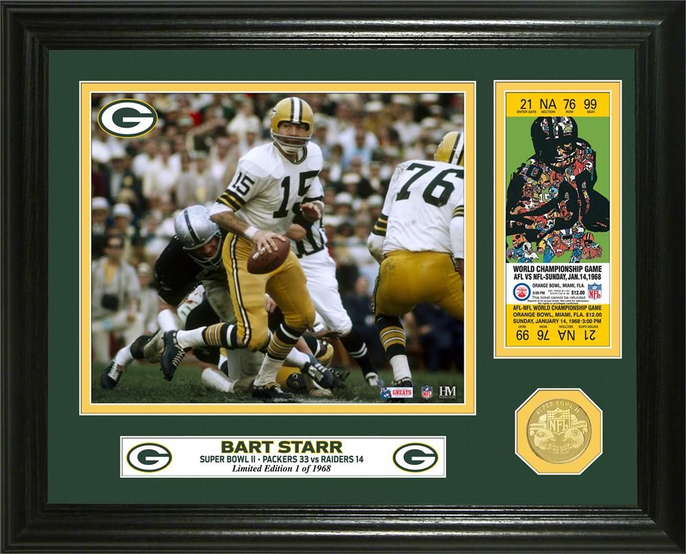 Bart Starr Super Bowl 2 Champion Ticket Bronze Coin Photo Mint - Sports Collectibles, Sports Memorabilia, Sports Fan Shop, Sports Gifts
