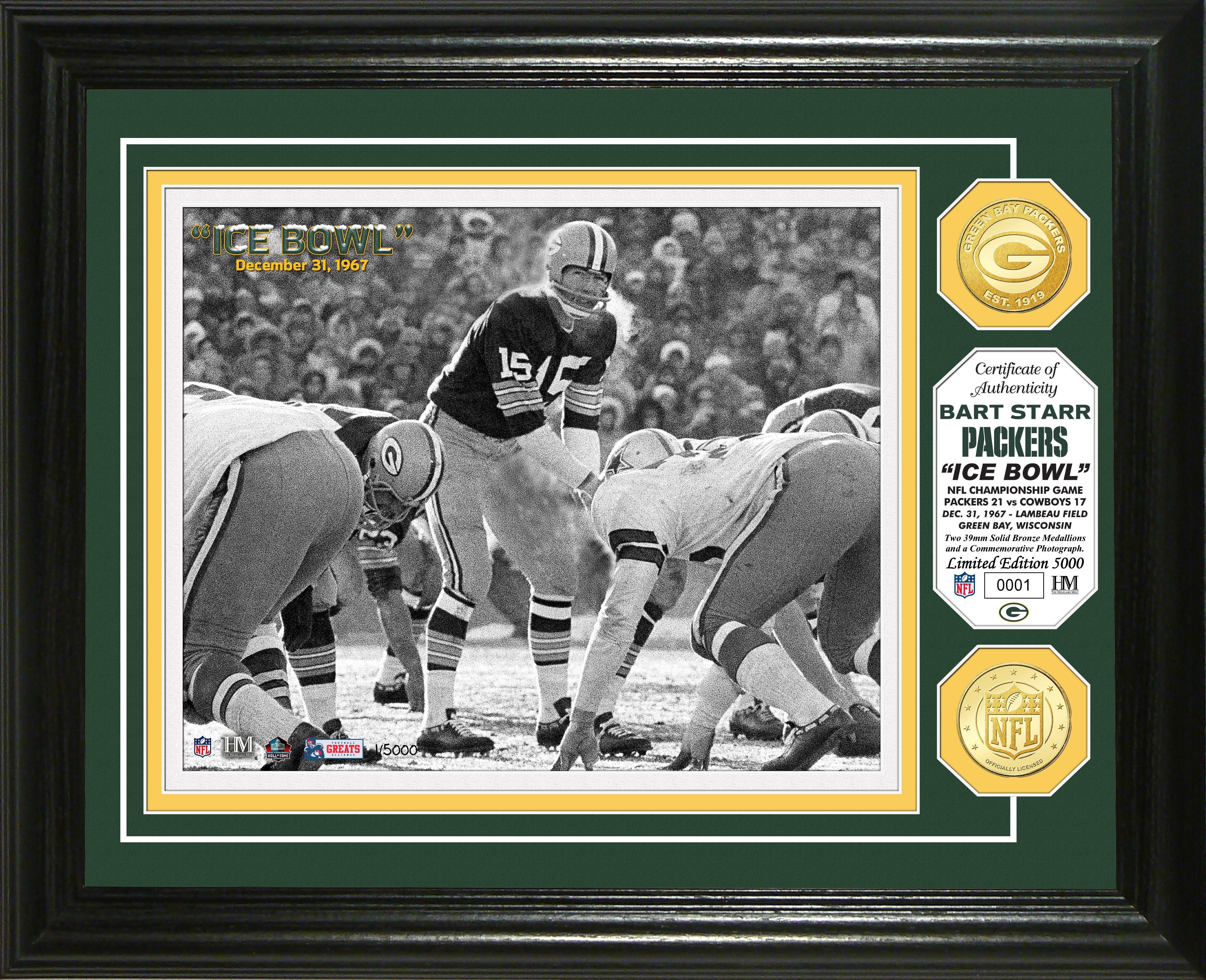 Bart Starr "Ice Bowl" Bronze Coin Photo Mint - Sports Collectibles, Sports Memorabilia, Sports Fan Shop, Sports Gifts