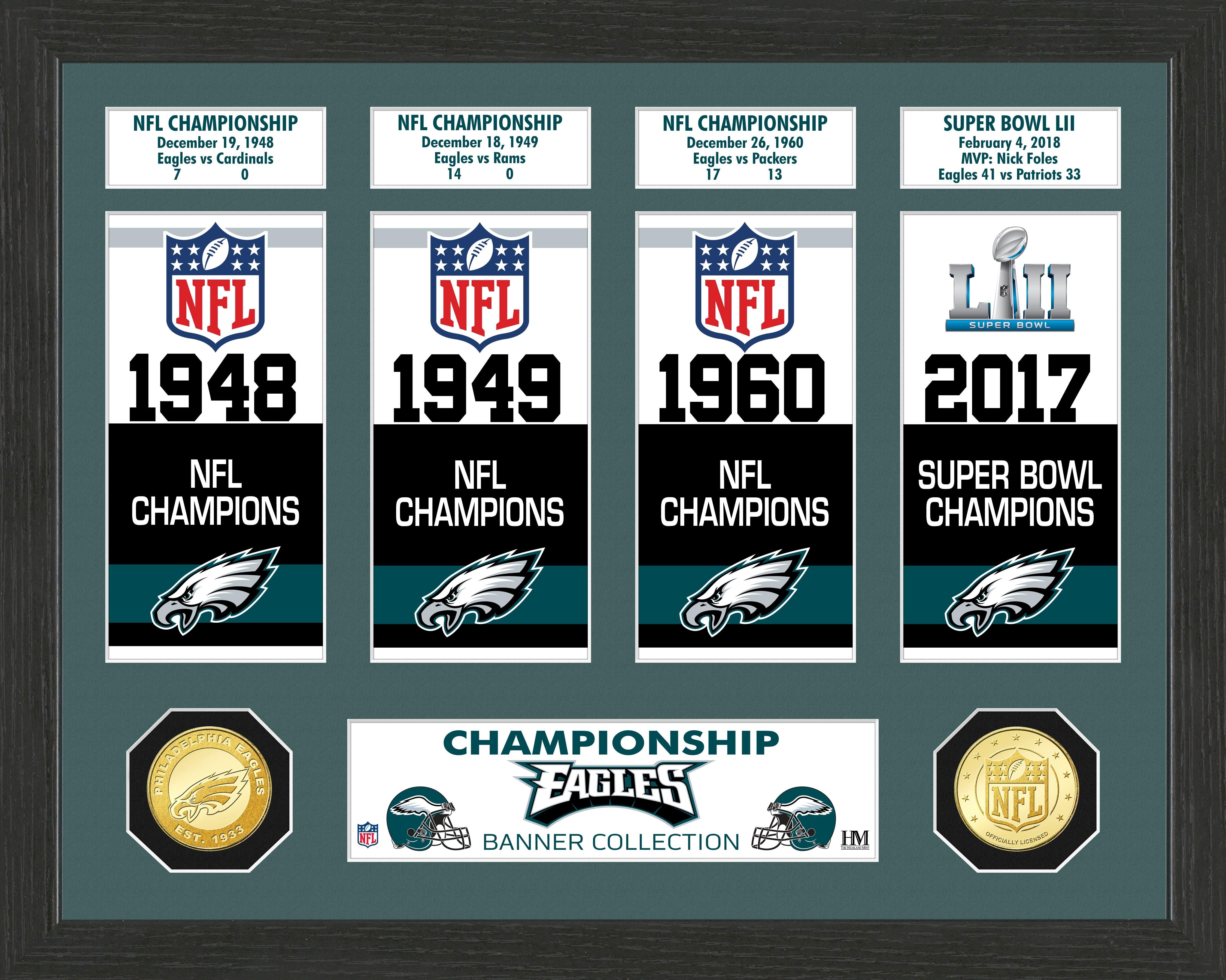 Philadelphia Eagles Super Bowl Banner Collection Bronze Coin Photo Mint - Sports Collectibles, Sports Memorabilia, Sports Fan Shop, Sports Gifts