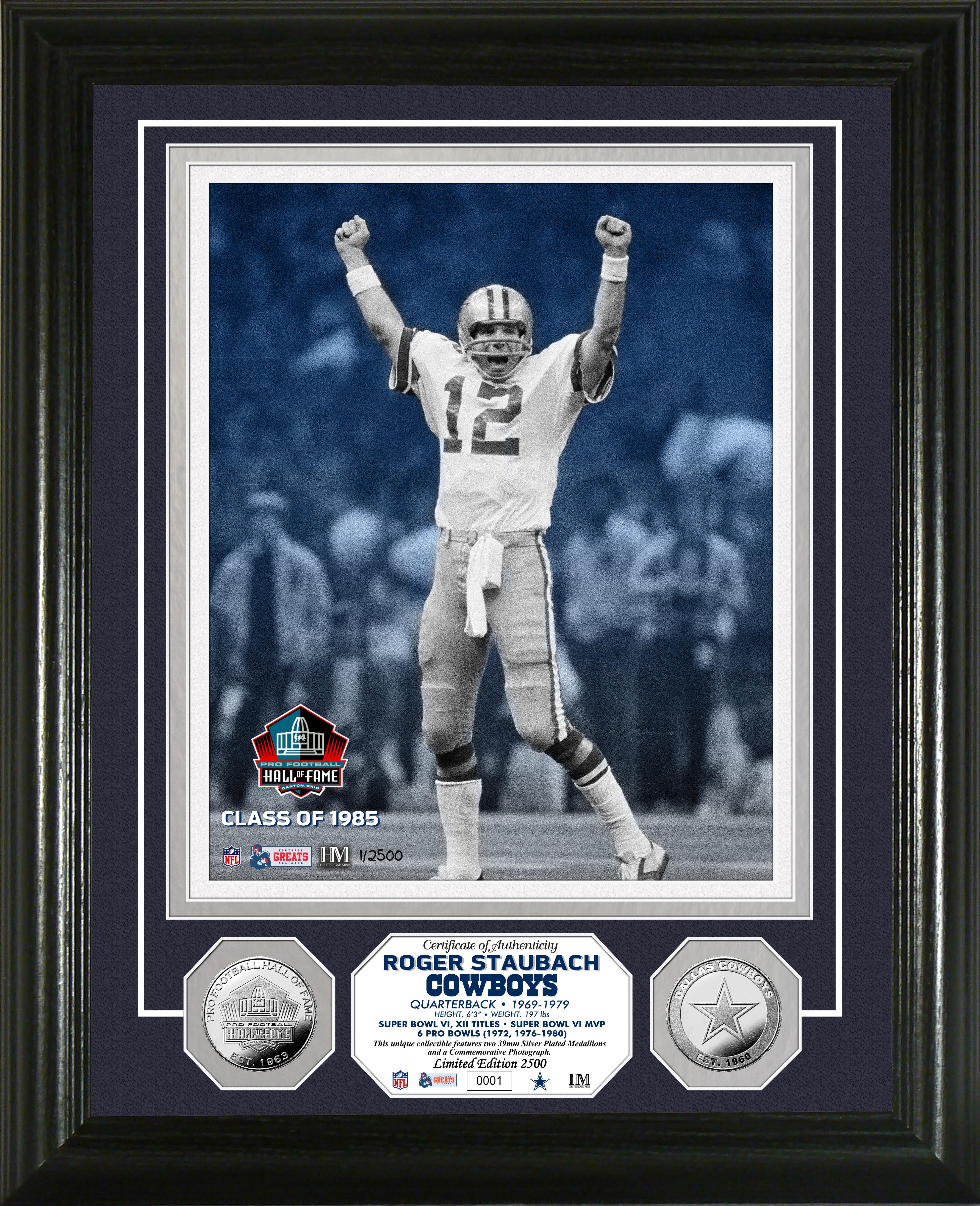 Roger Staubach Pro Football Hall of Fame Silver Coin Photo Mint - Sports Collectibles, Sports Memorabilia, Sports Fan Shop, Sports Gifts