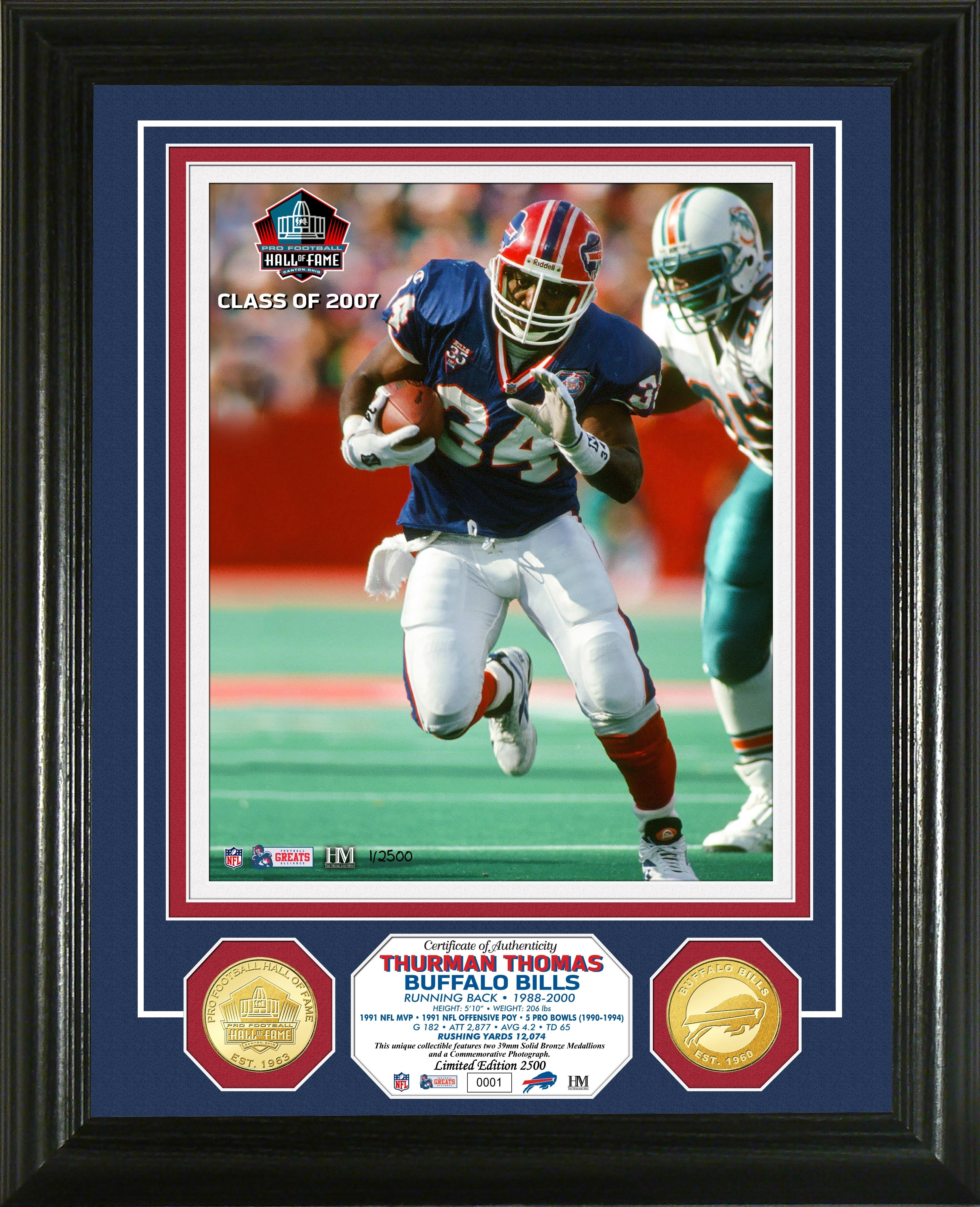 Thurman Thomas 2007 Pro Football Hall of Fame Bronze Coin Photo Mint - Sports Collectibles, Sports Memorabilia, Sports Fan Shop, Sports Gifts